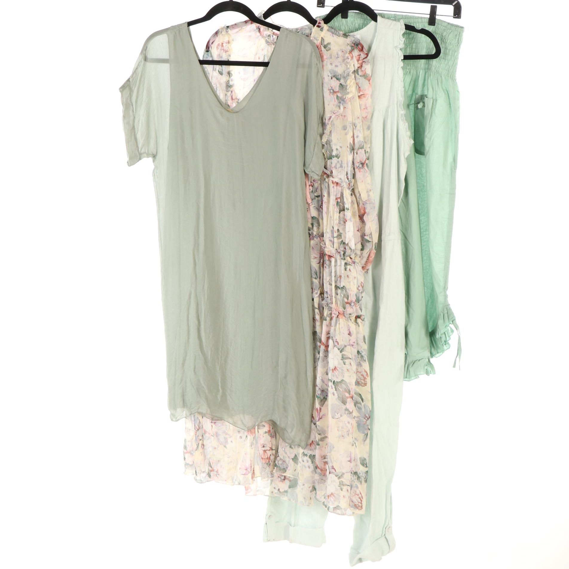 Silk and Chiffon Dresses with Linen Jumpsuit and Pants