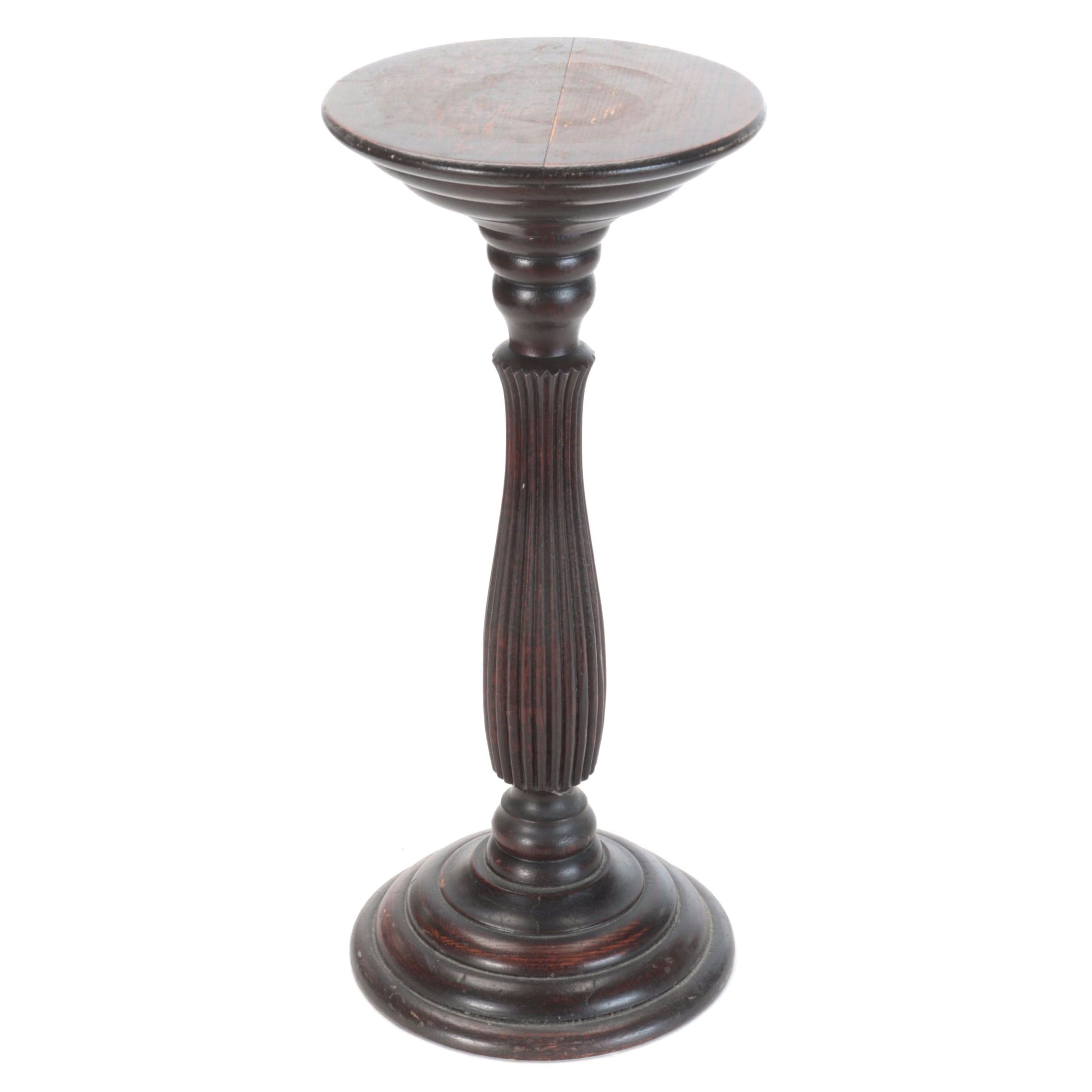 Victorian Turned Oak Pedestal, Mid to Late 19th Century