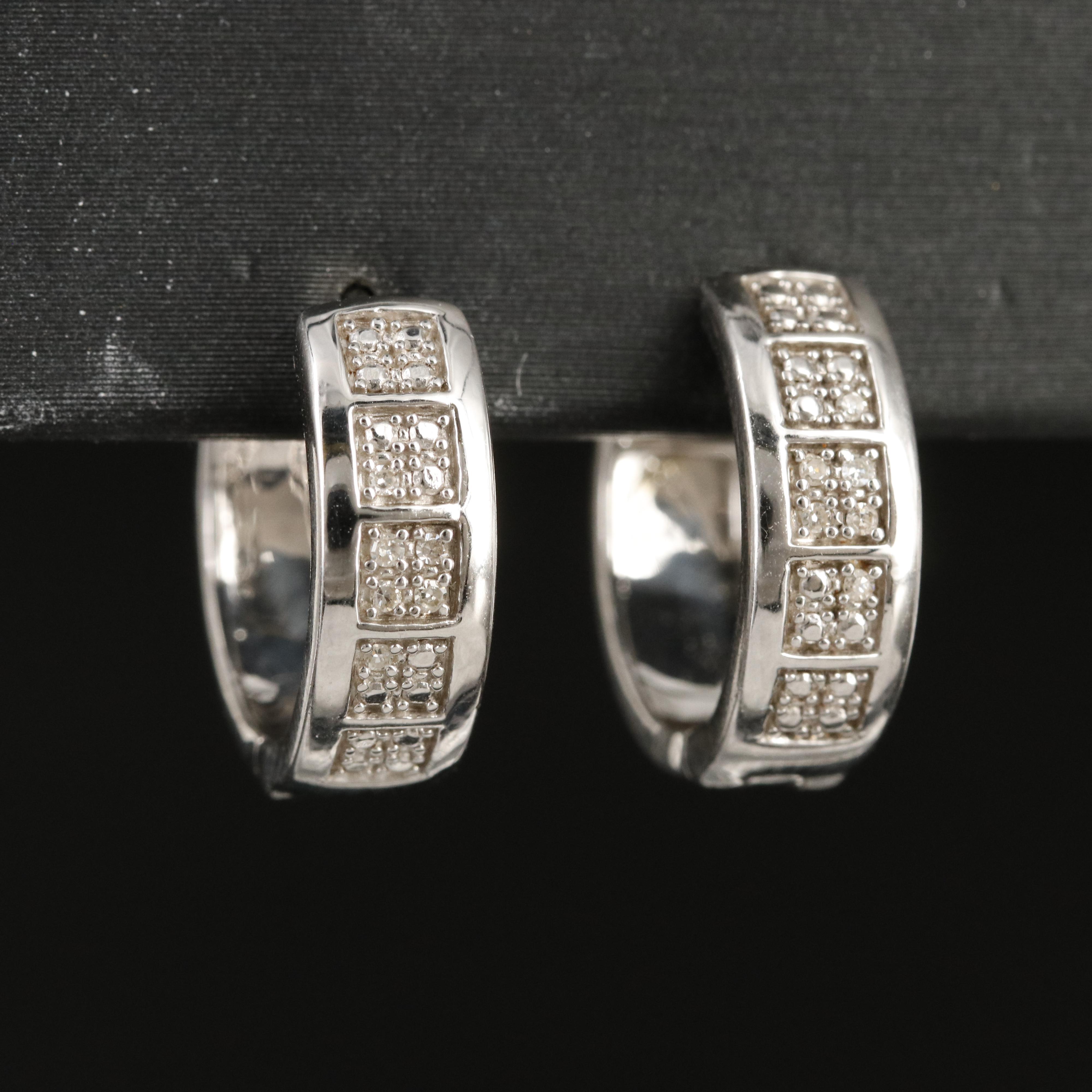 Sterling Diamond Huggie Earrings