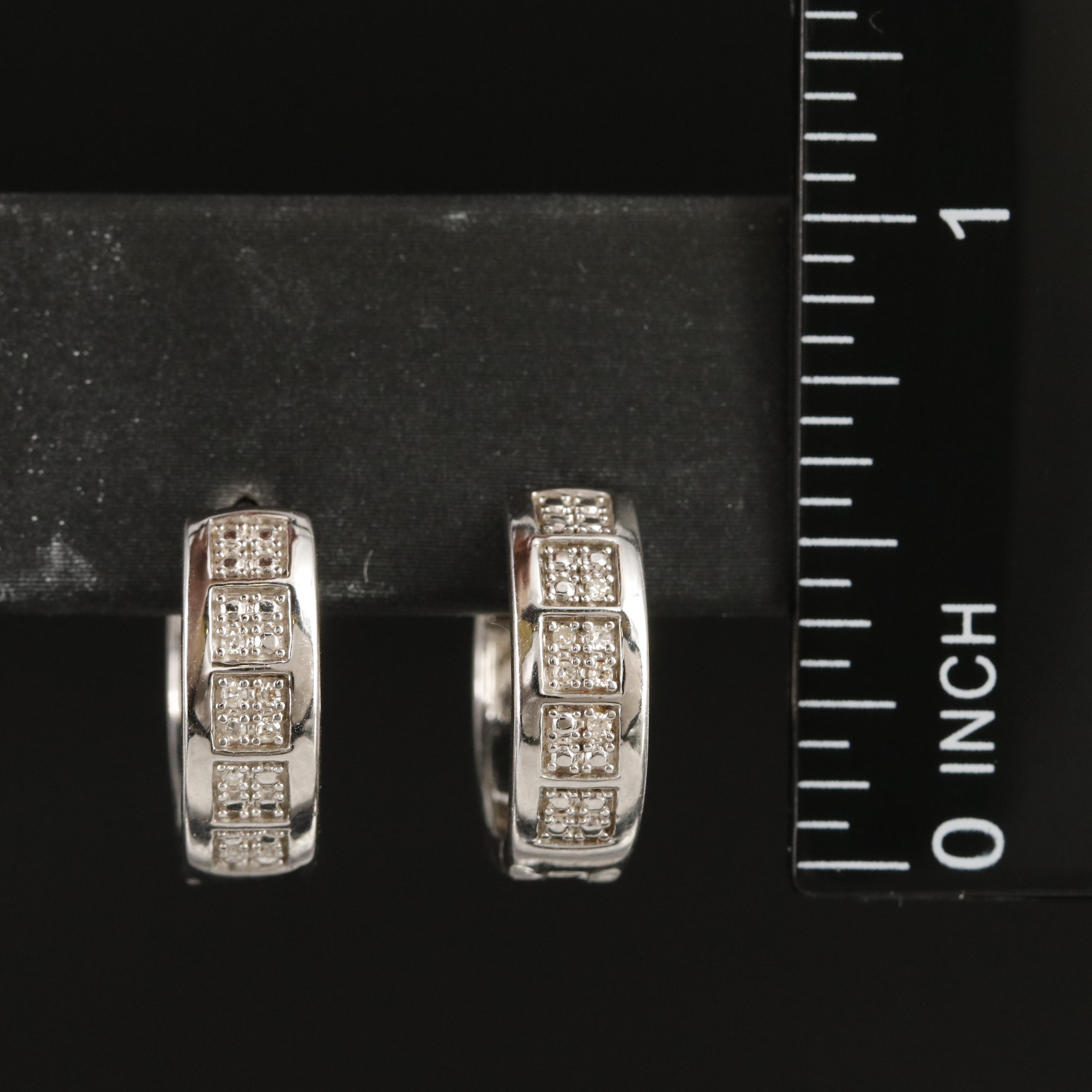 Sterling Diamond Huggie Earrings