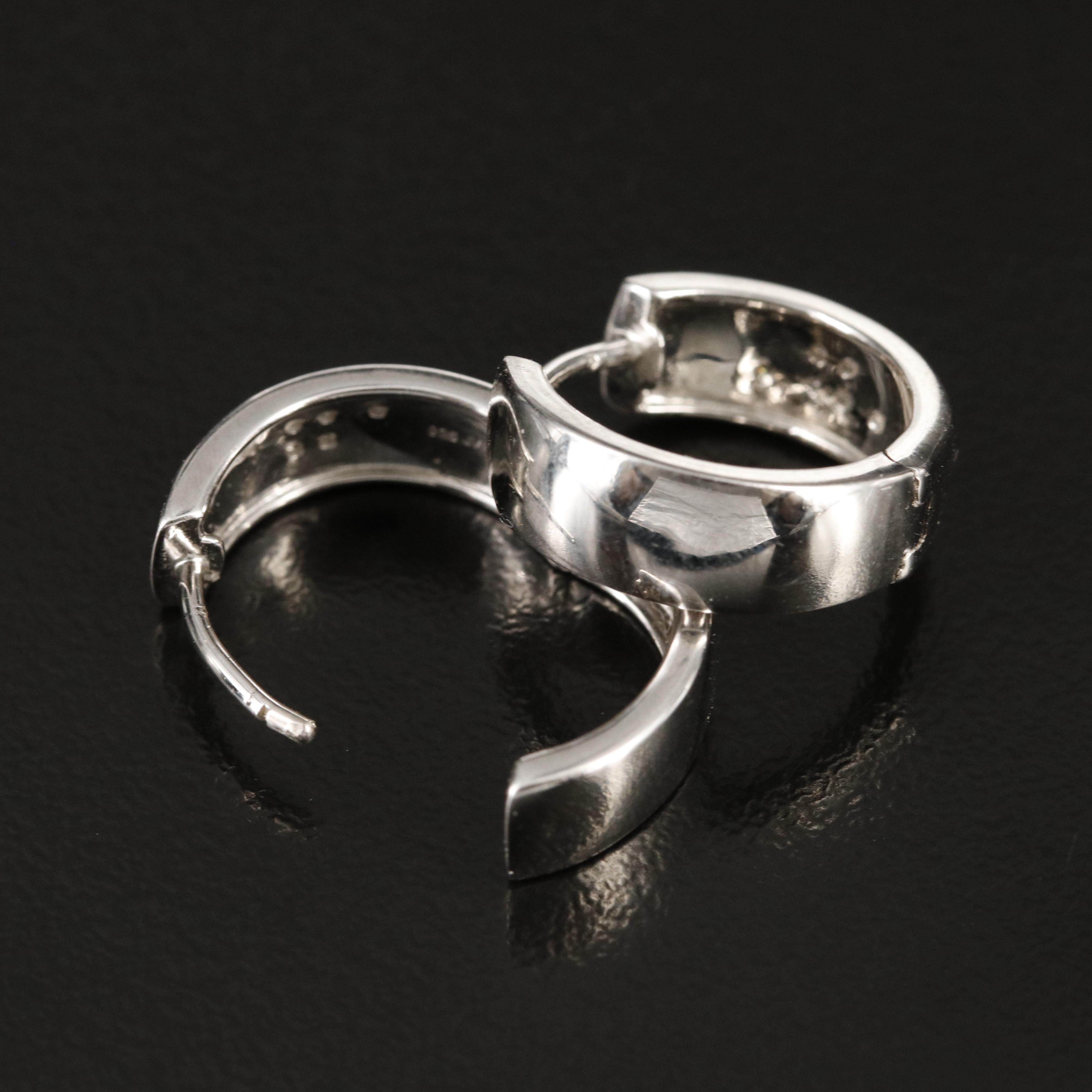 Sterling Diamond Huggie Earrings