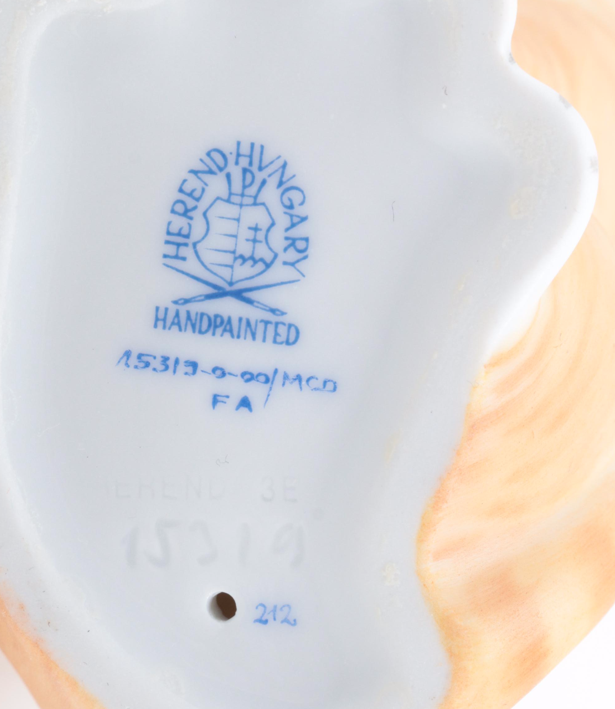 Herend Natural "Cat with Bow" Porcelain Figurine