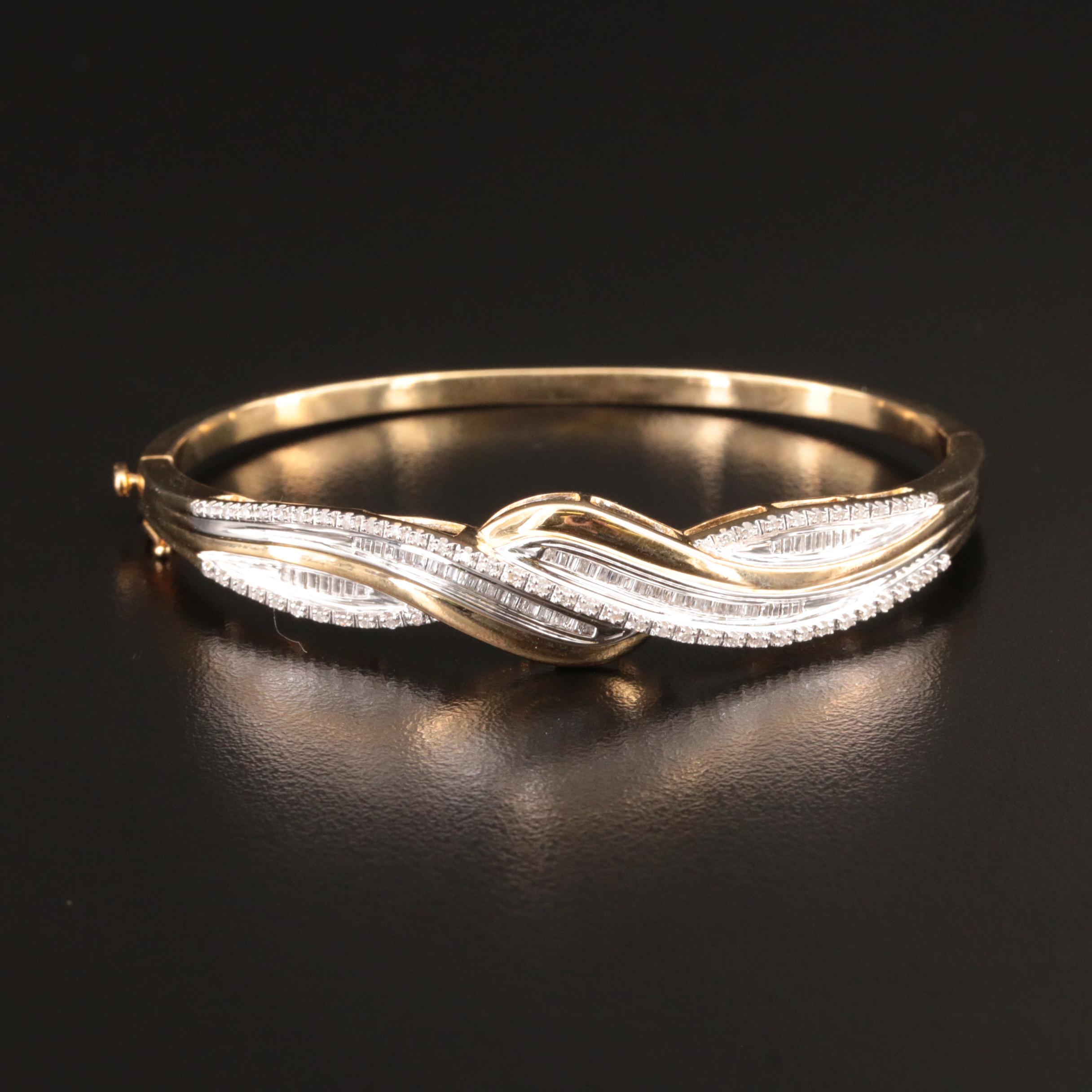 Sterling Diamond Hinged Bangle