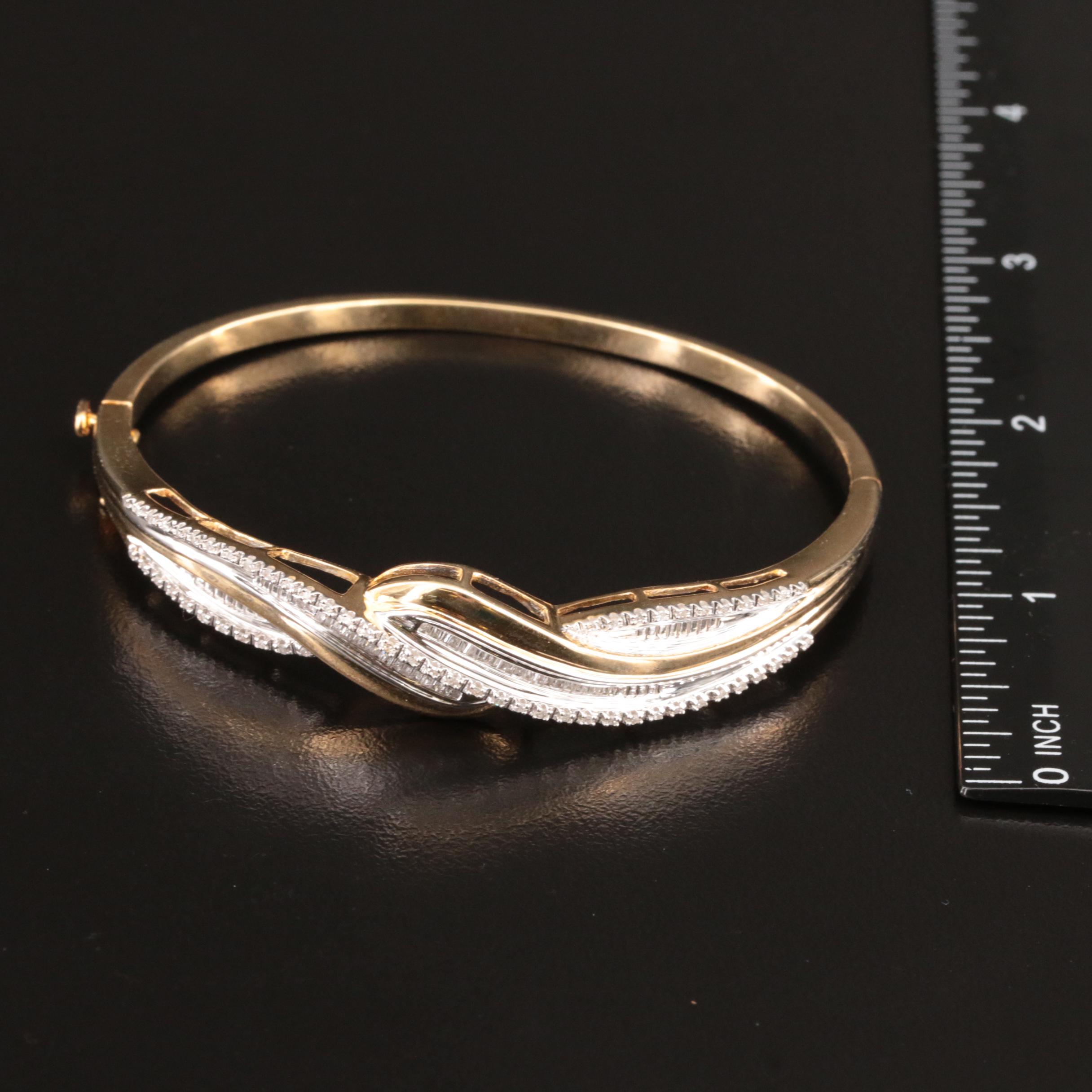 Sterling Diamond Hinged Bangle