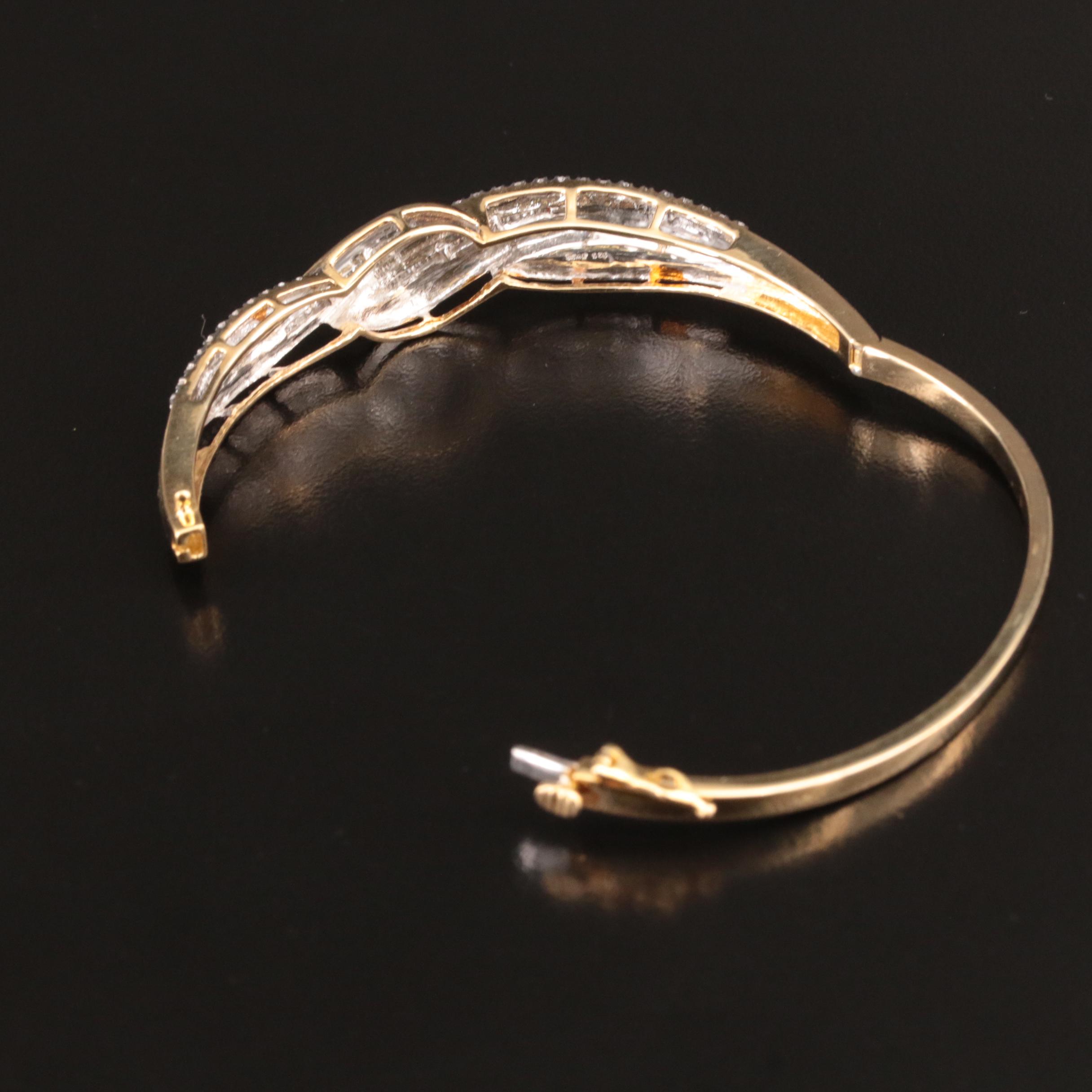 Sterling Diamond Hinged Bangle