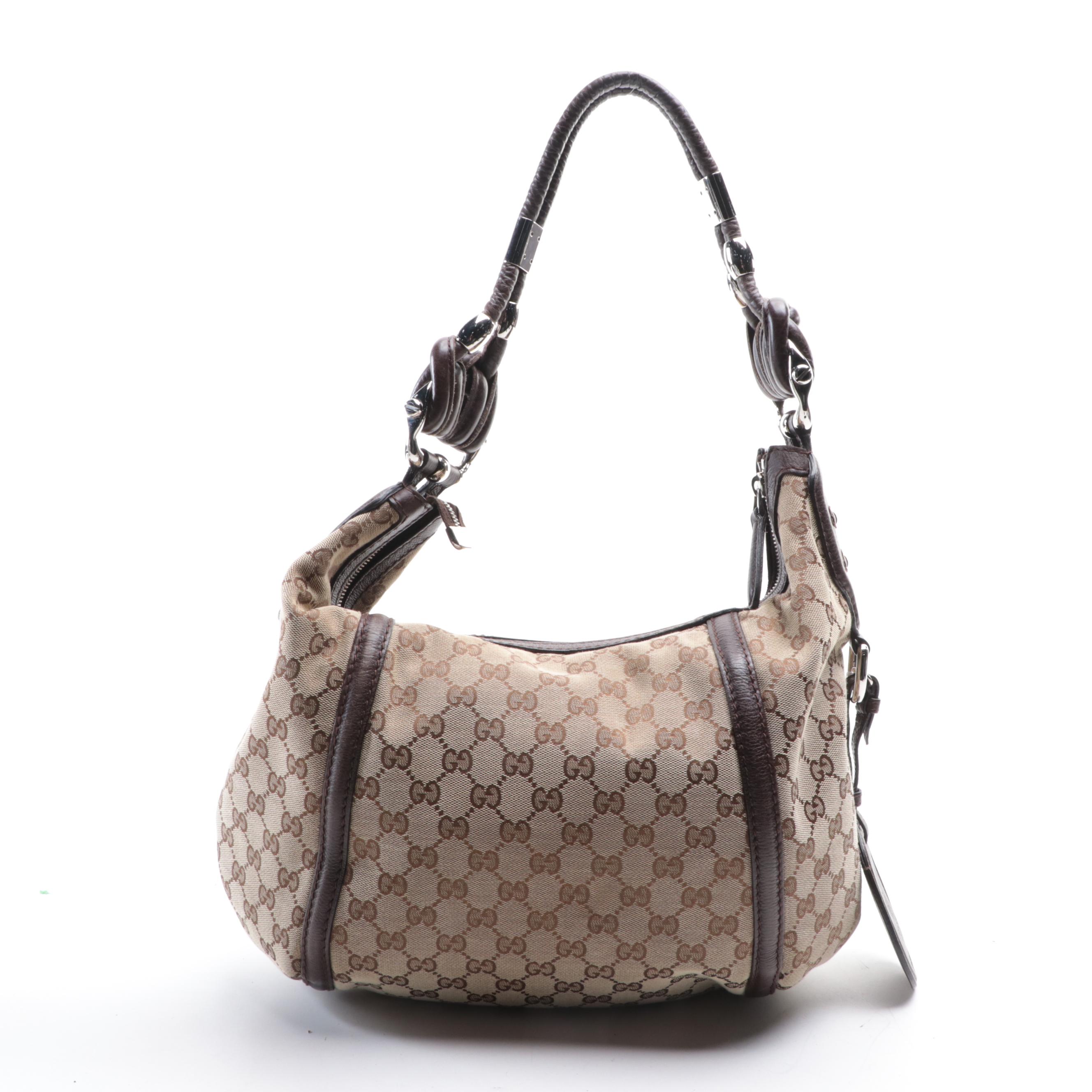 Gucci Guccissima Canvas and Leather Shoulder Bag