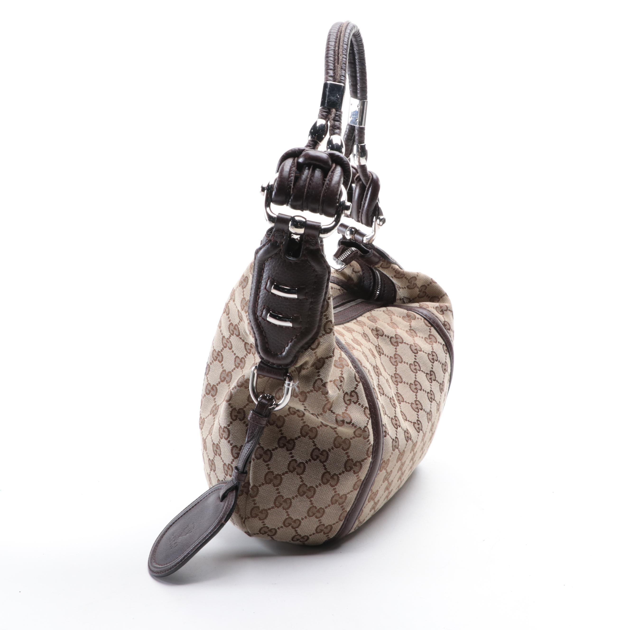 Gucci Guccissima Canvas and Leather Shoulder Bag