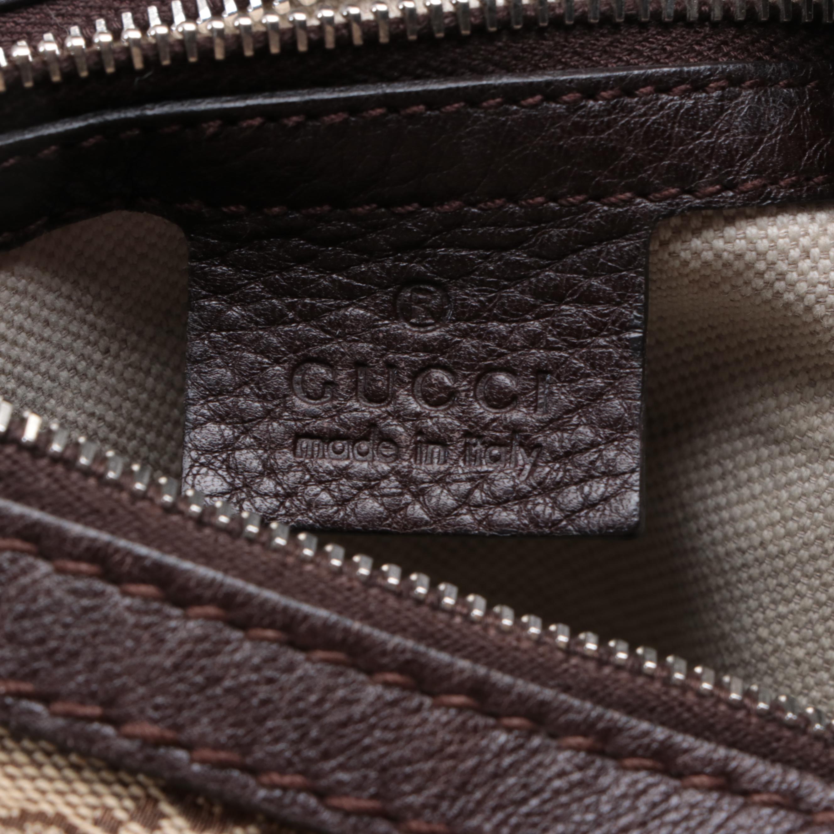 Gucci Guccissima Canvas and Leather Shoulder Bag