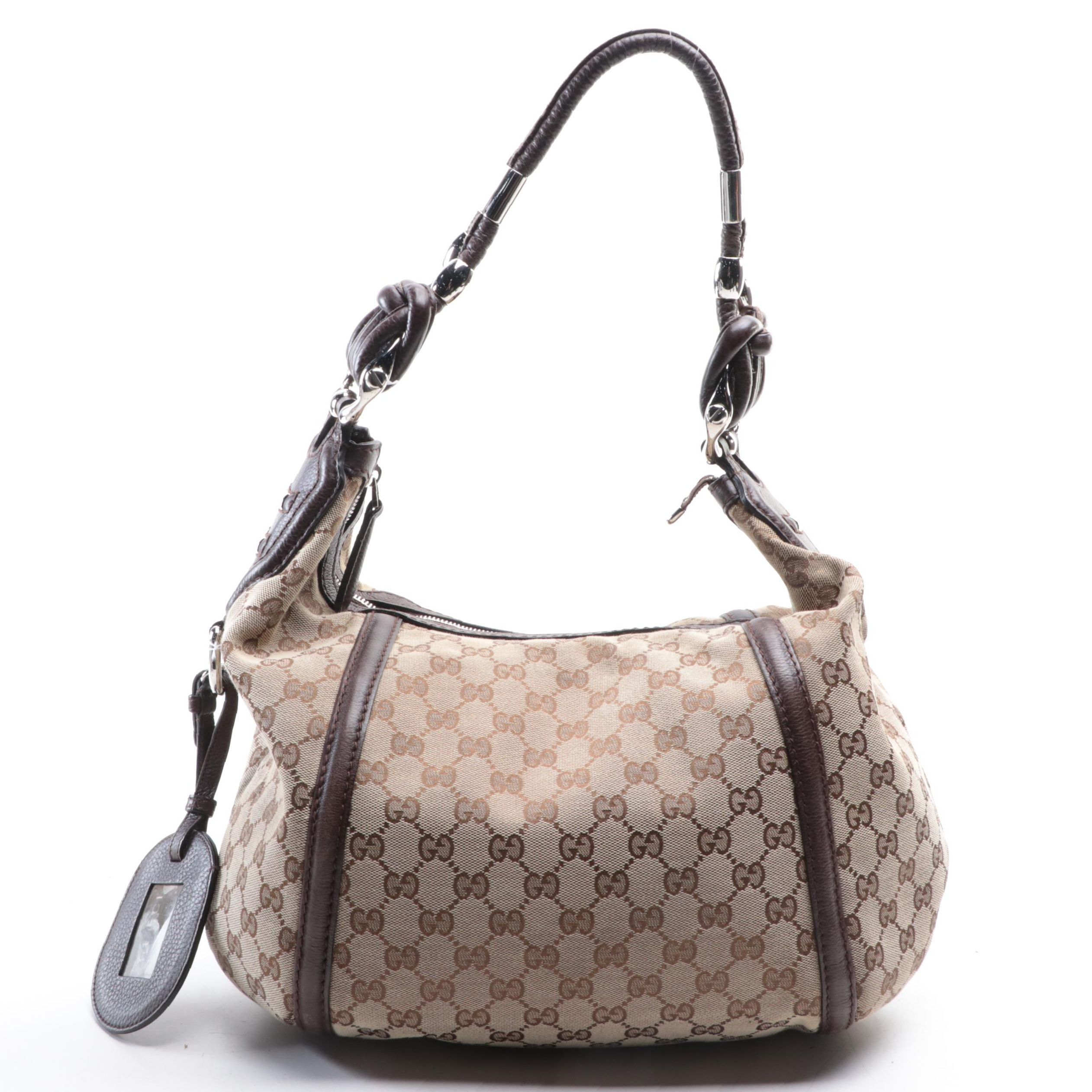 Gucci Guccissima Canvas and Leather Shoulder Bag