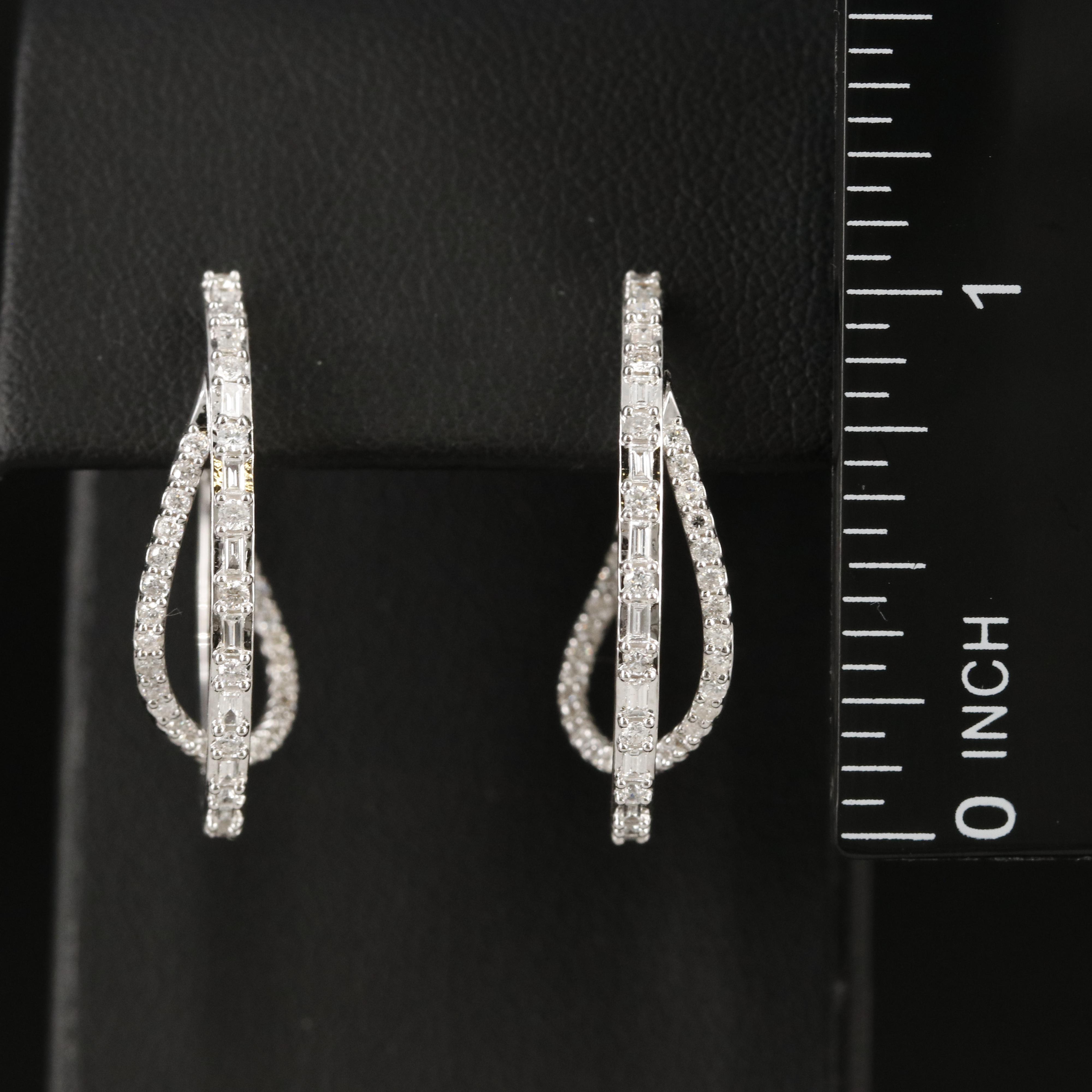 Sterling 1.03 CTW Diamond Crossover Hoop Earrings