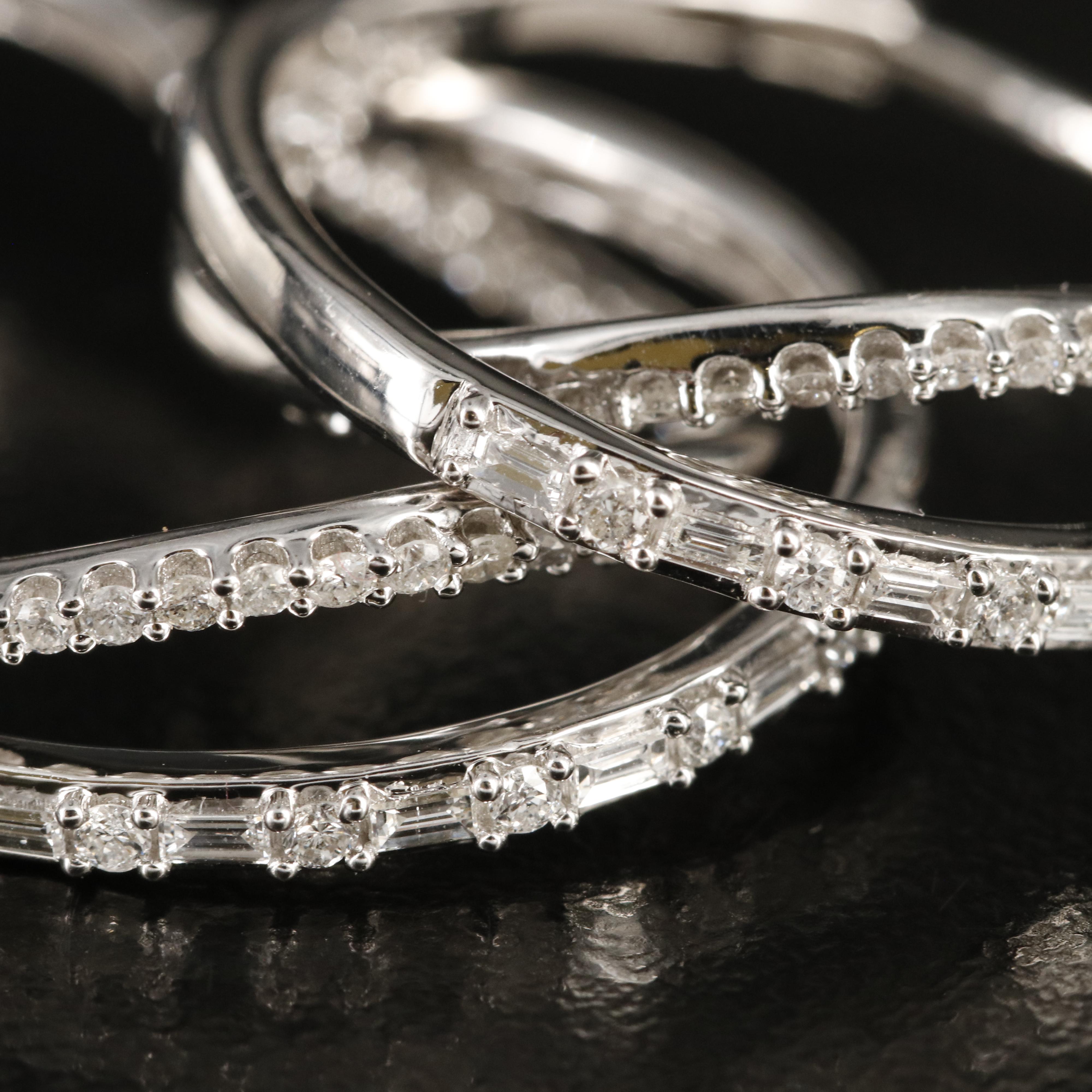 Sterling 1.03 CTW Diamond Crossover Hoop Earrings