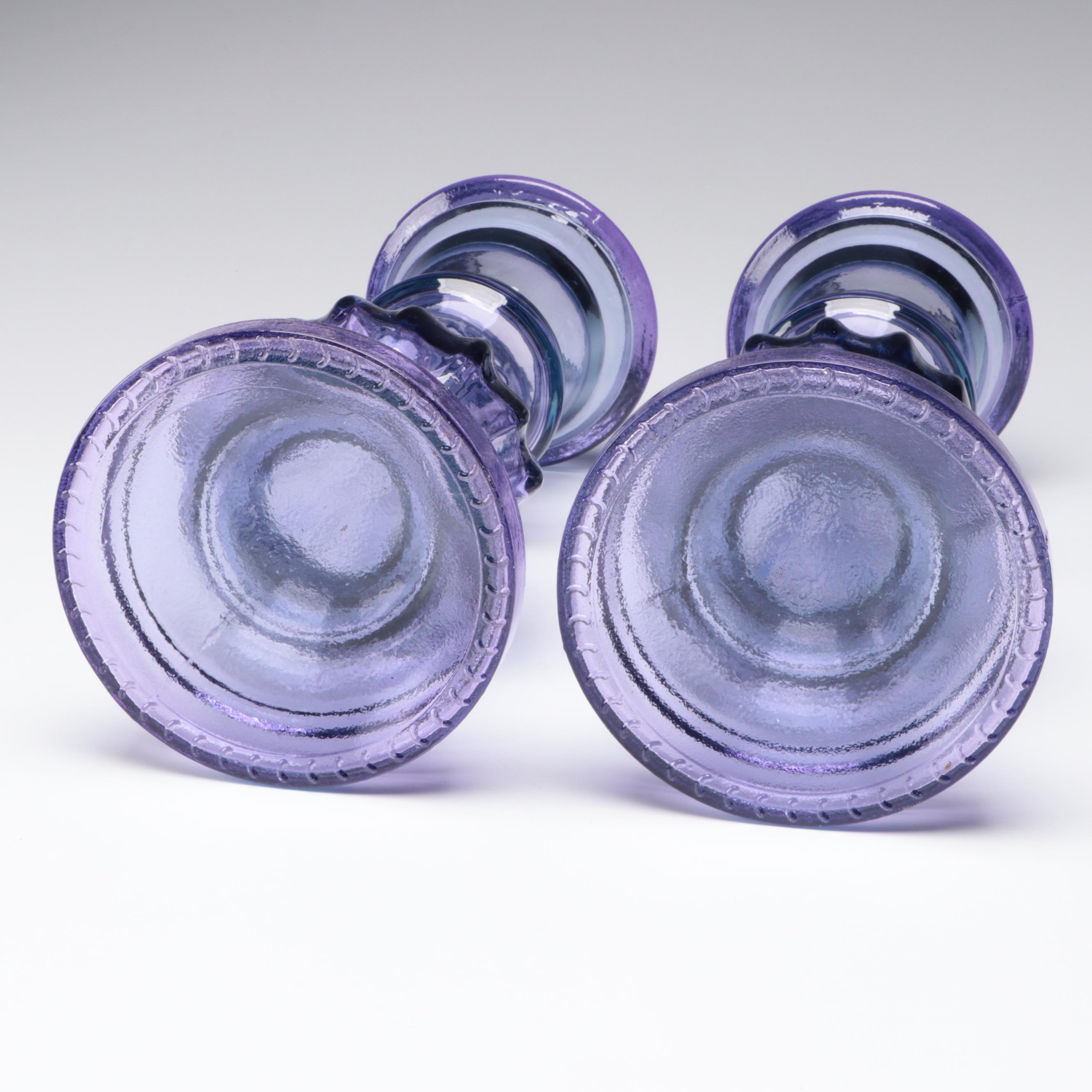 Bohemian Style Cut to Clear Votives with Other Purple Glass Table Décor