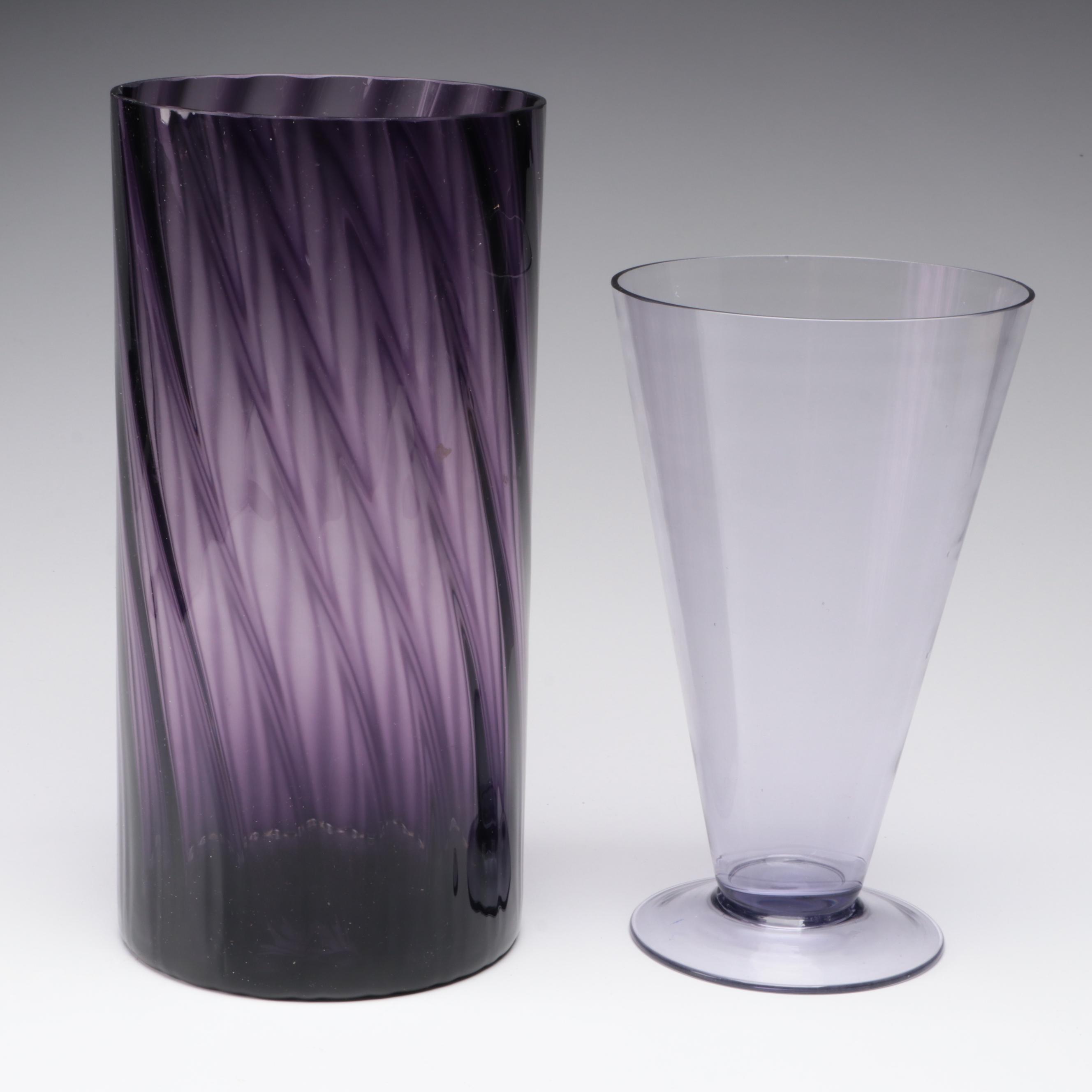Bohemian Style Cut to Clear Votives with Other Purple Glass Table Décor