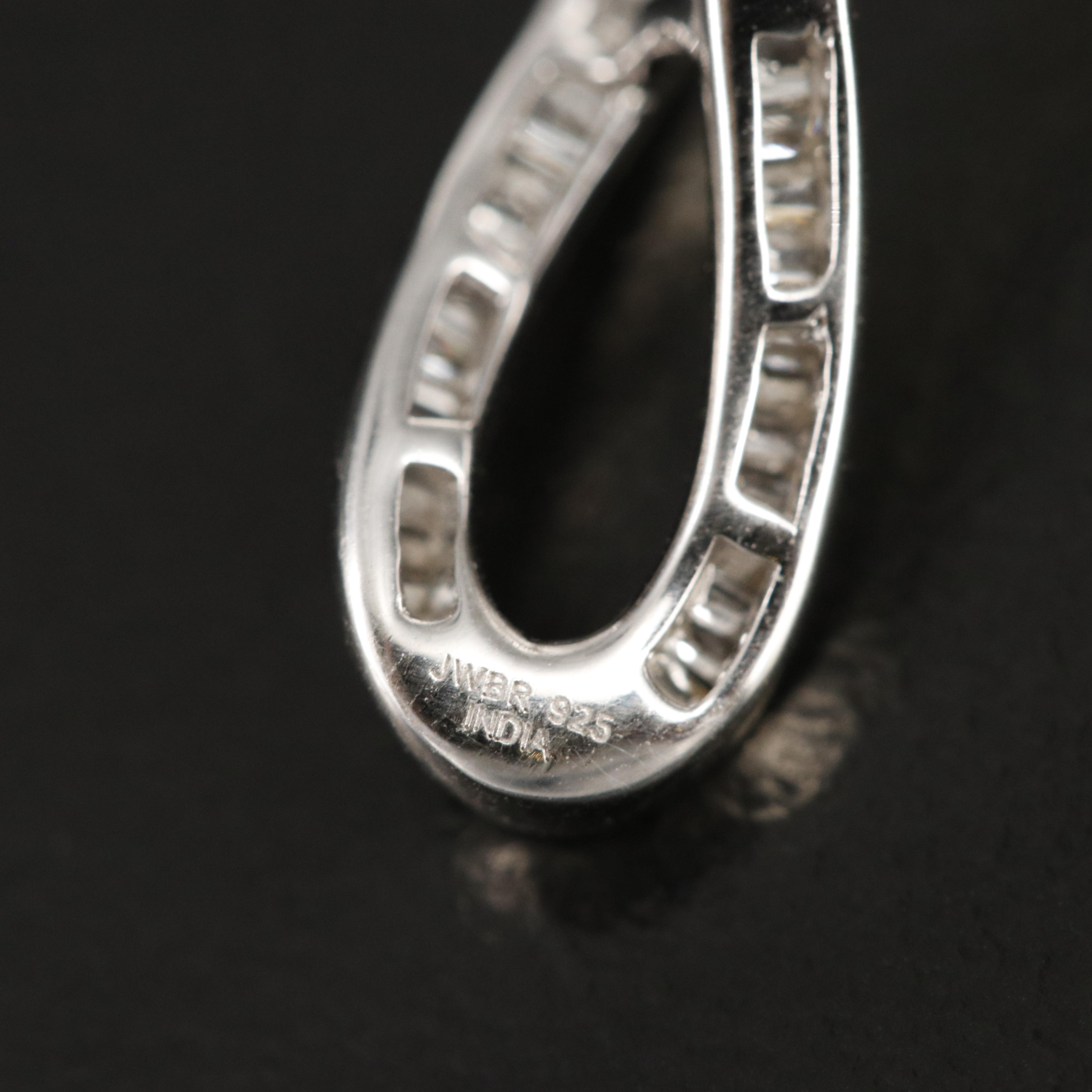 Sterling Diamond Contour Hoop Earrings
