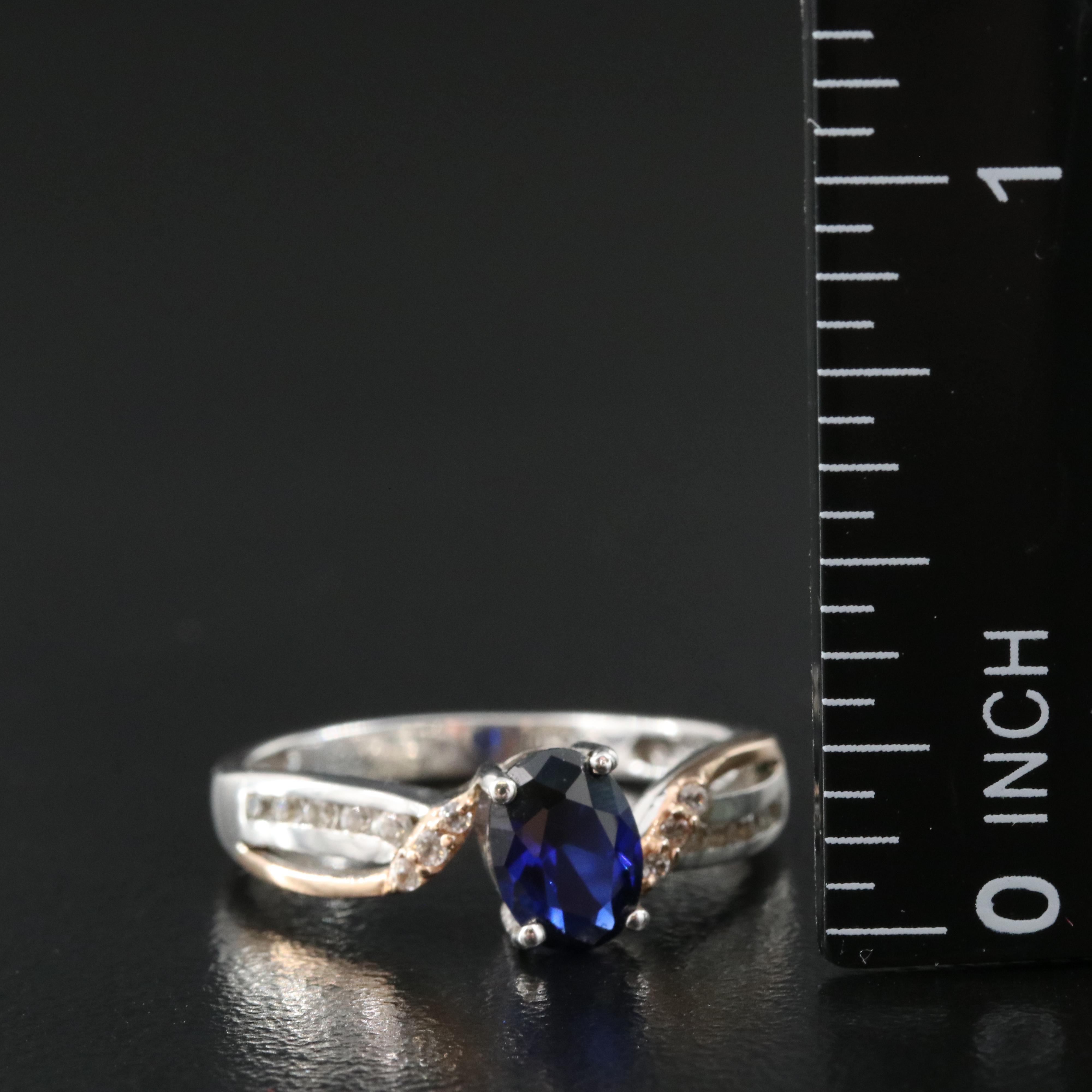 Sterling Sapphire Ring with 10K Accents