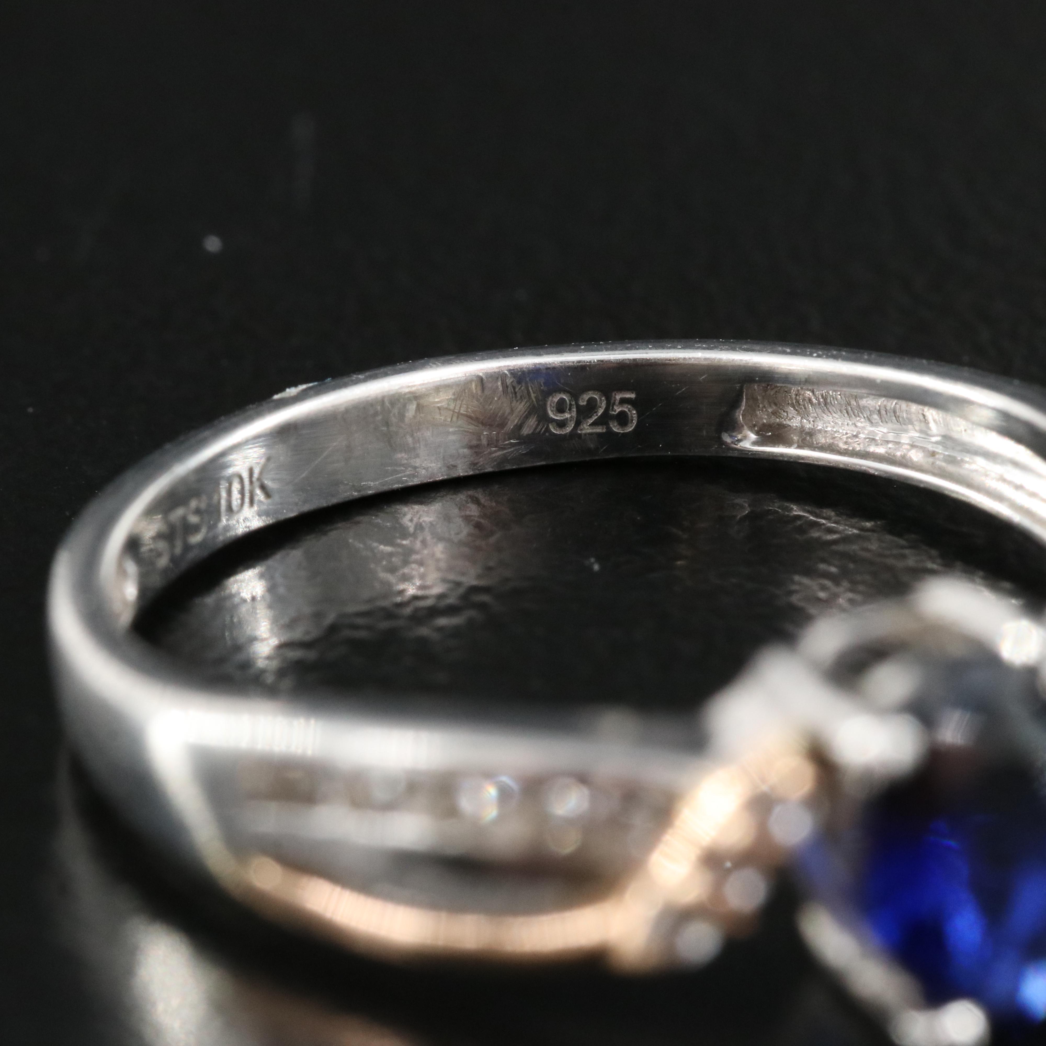 Sterling Sapphire Ring with 10K Accents