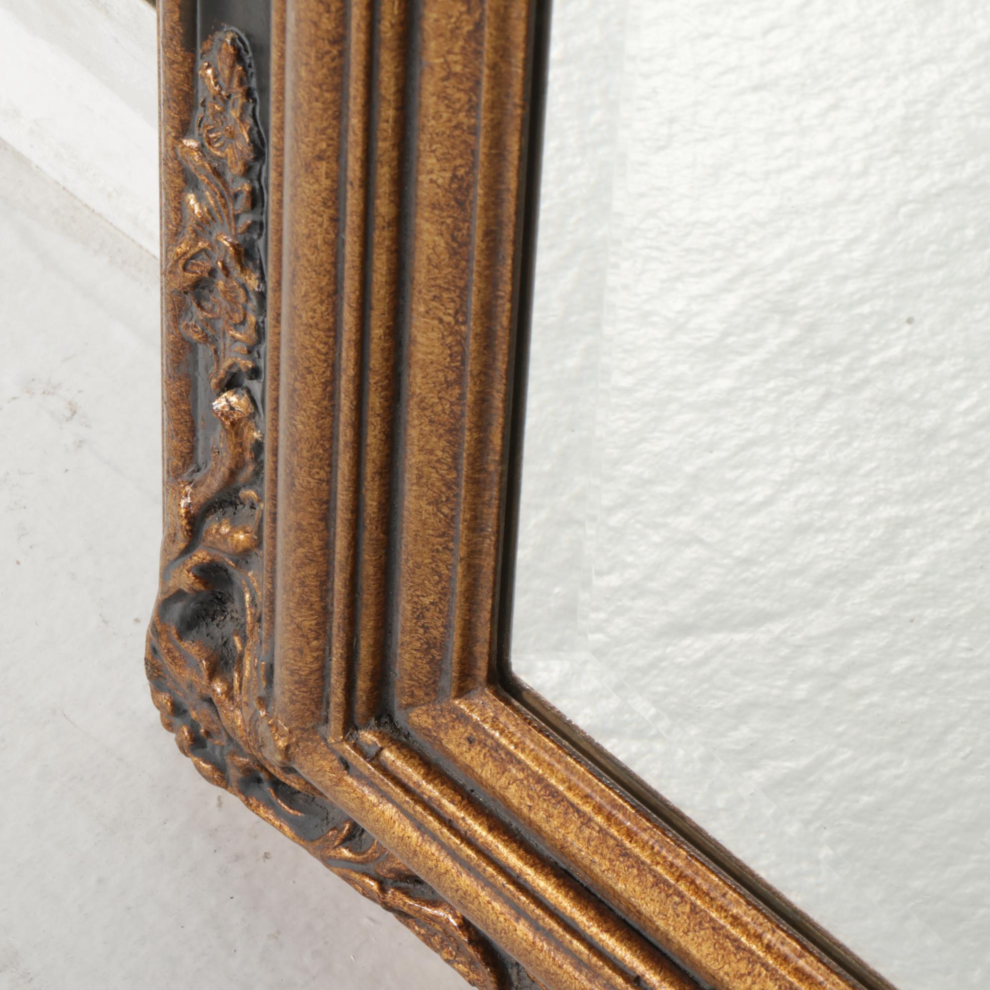 Mexican Black and Bronzed Gilt Finish Wall Mirror with Metal Floor Lamp