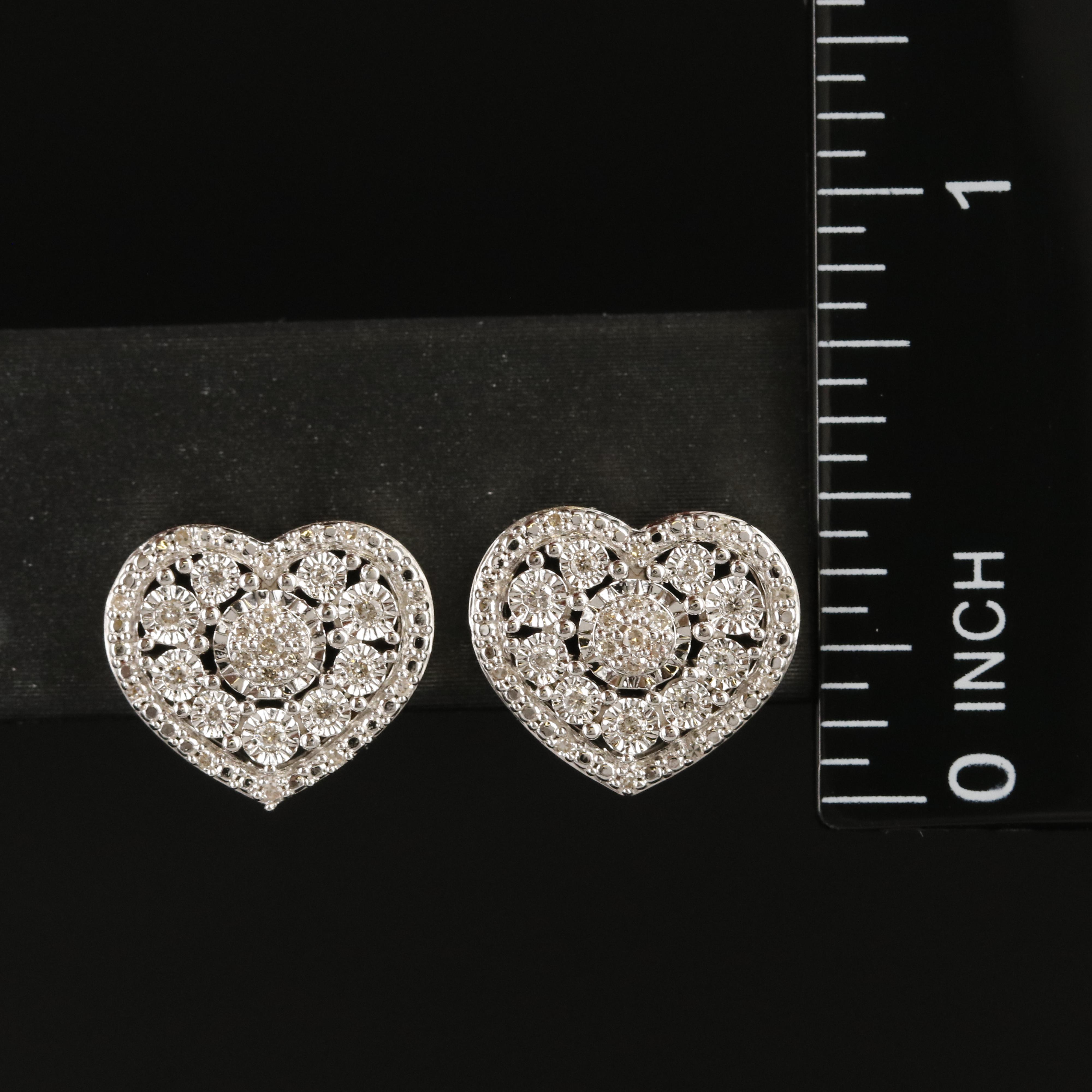 Sterling Diamond Heart Earrings
