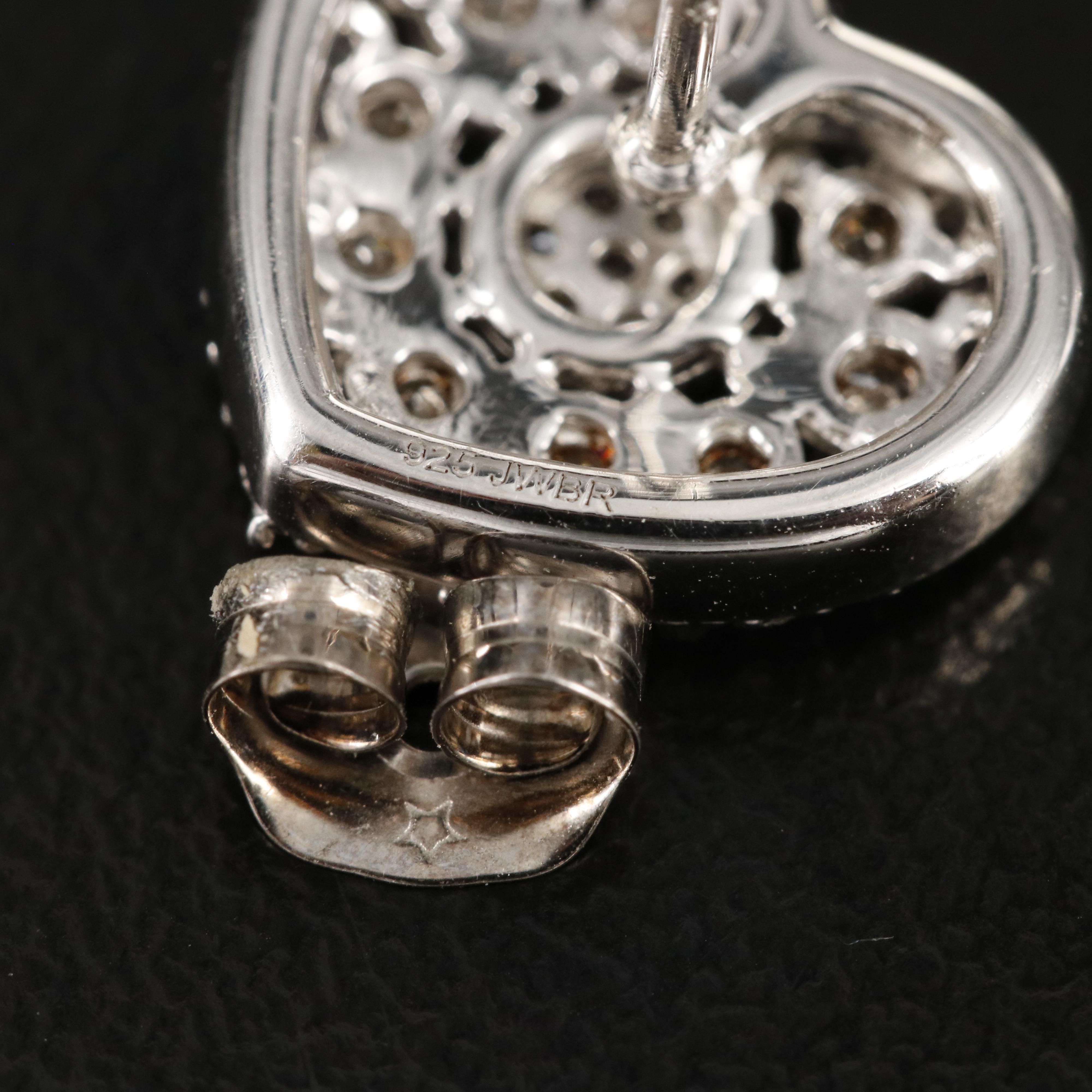 Sterling Diamond Heart Earrings