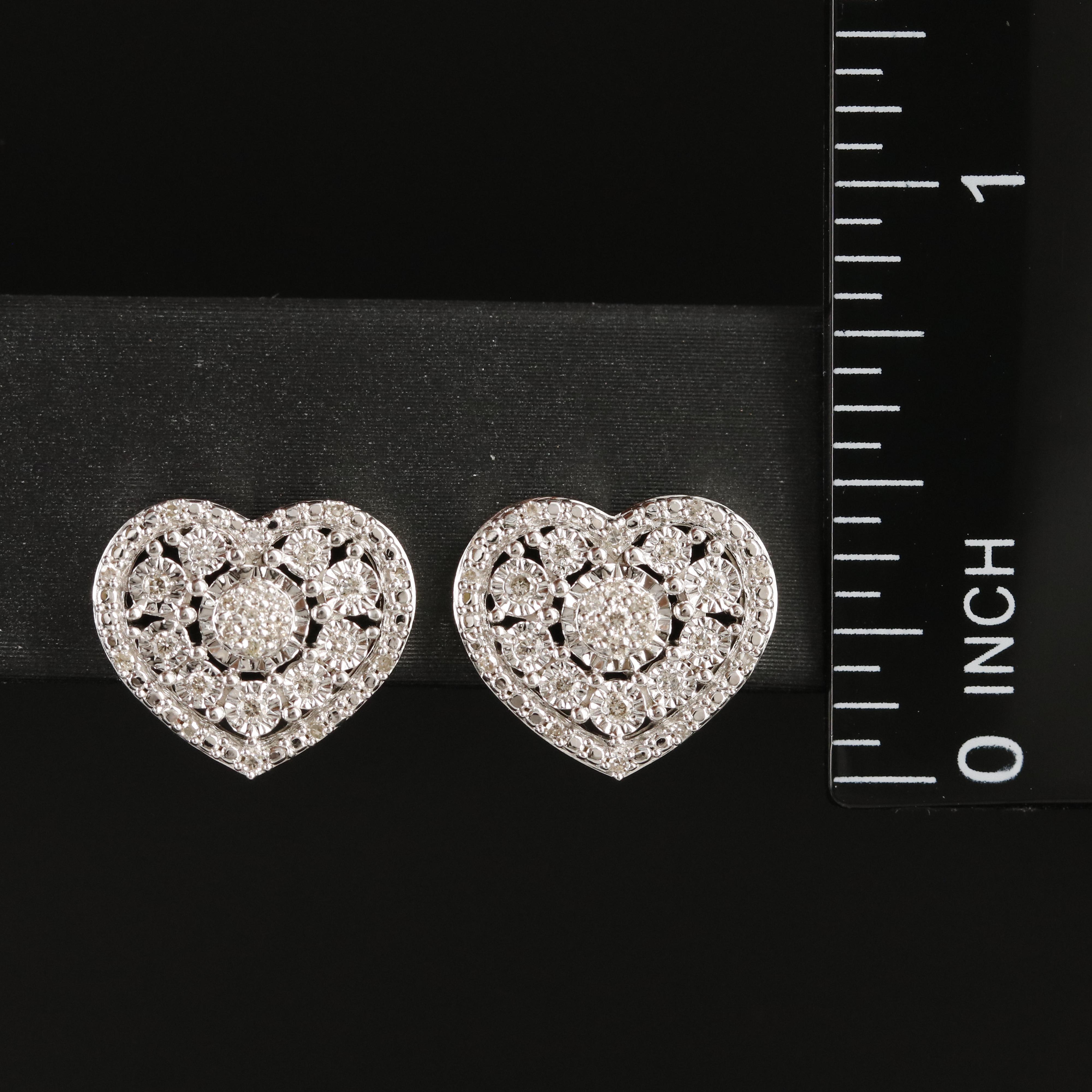 Sterling Diamond Heart Earrings