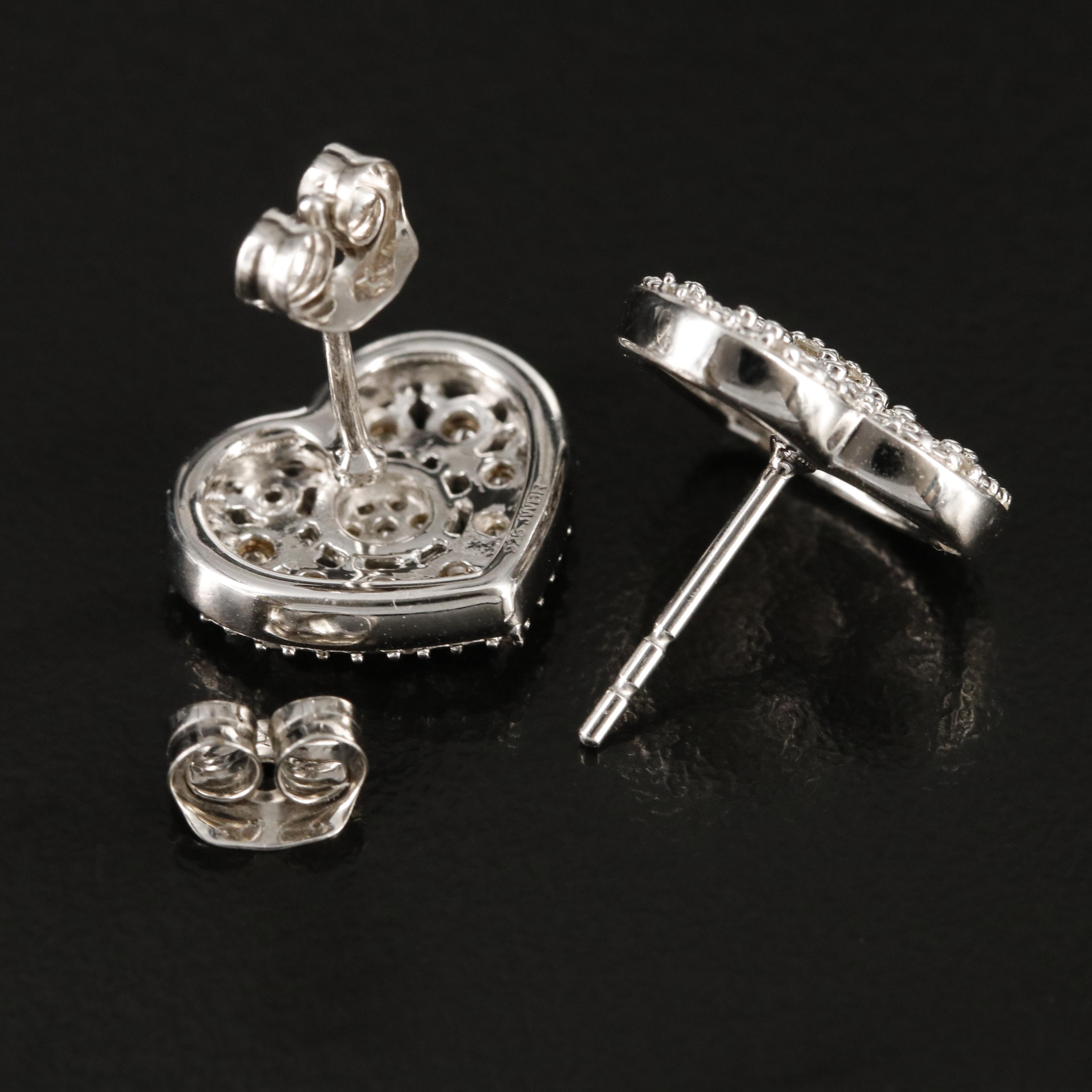 Sterling Diamond Heart Earrings