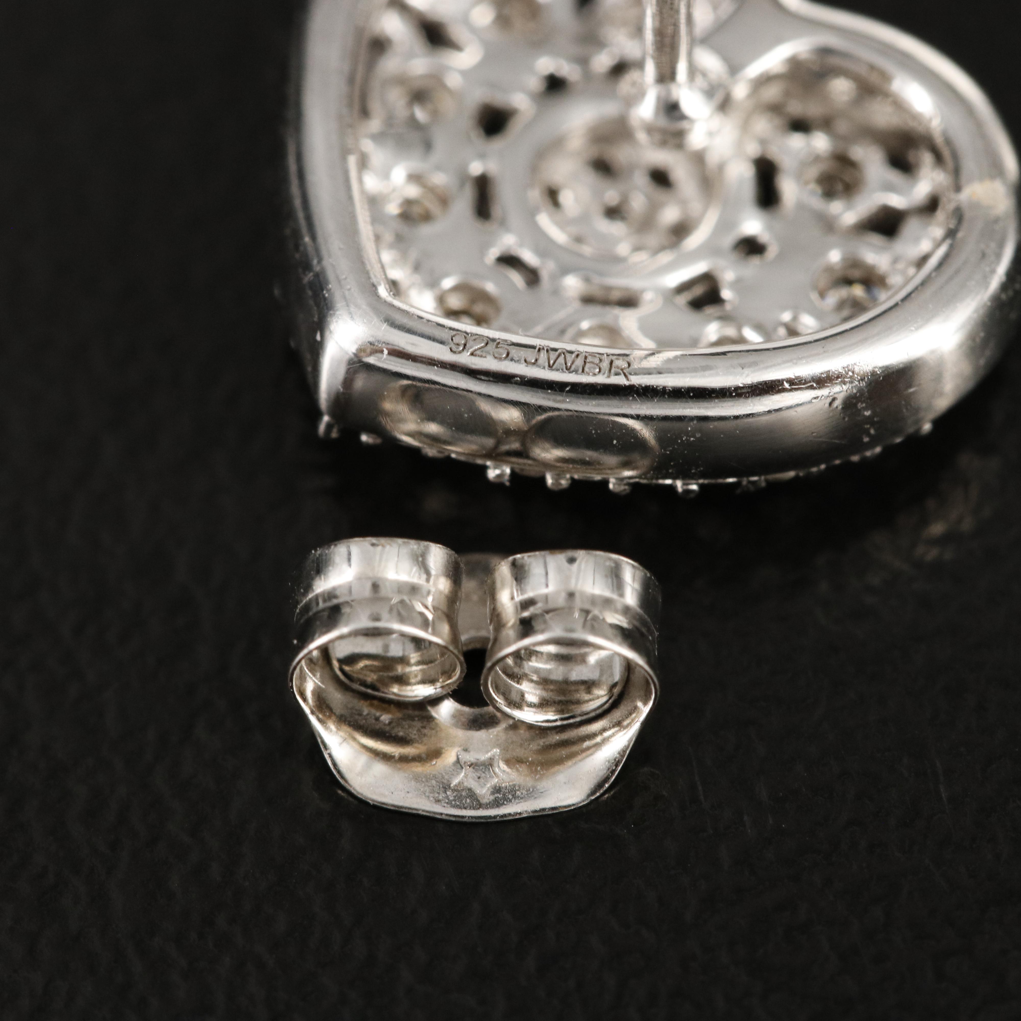 Sterling Diamond Heart Earrings