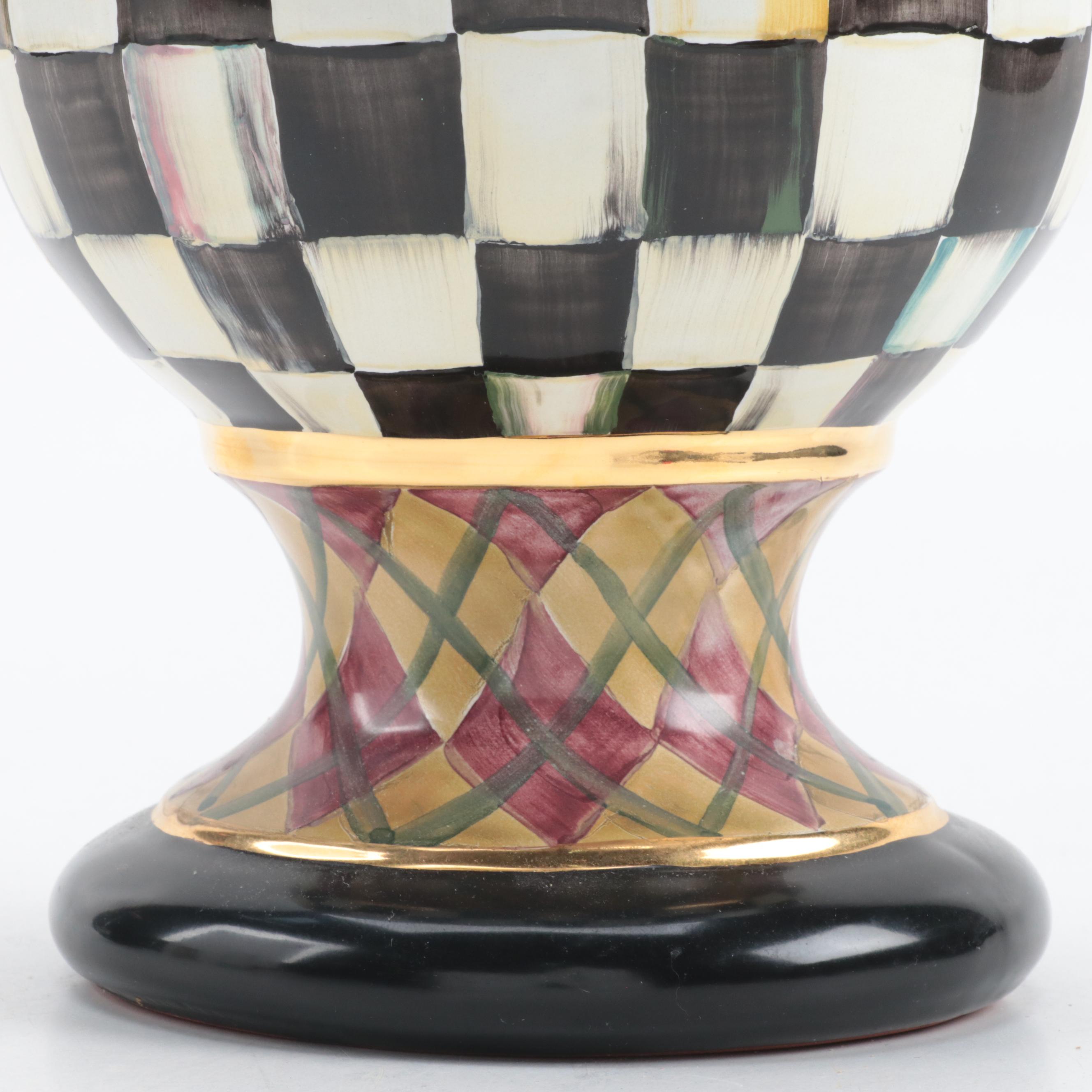MacKenzie-Childs "Argyle" Hand-Painted Earthenware Urn Vase, 2009