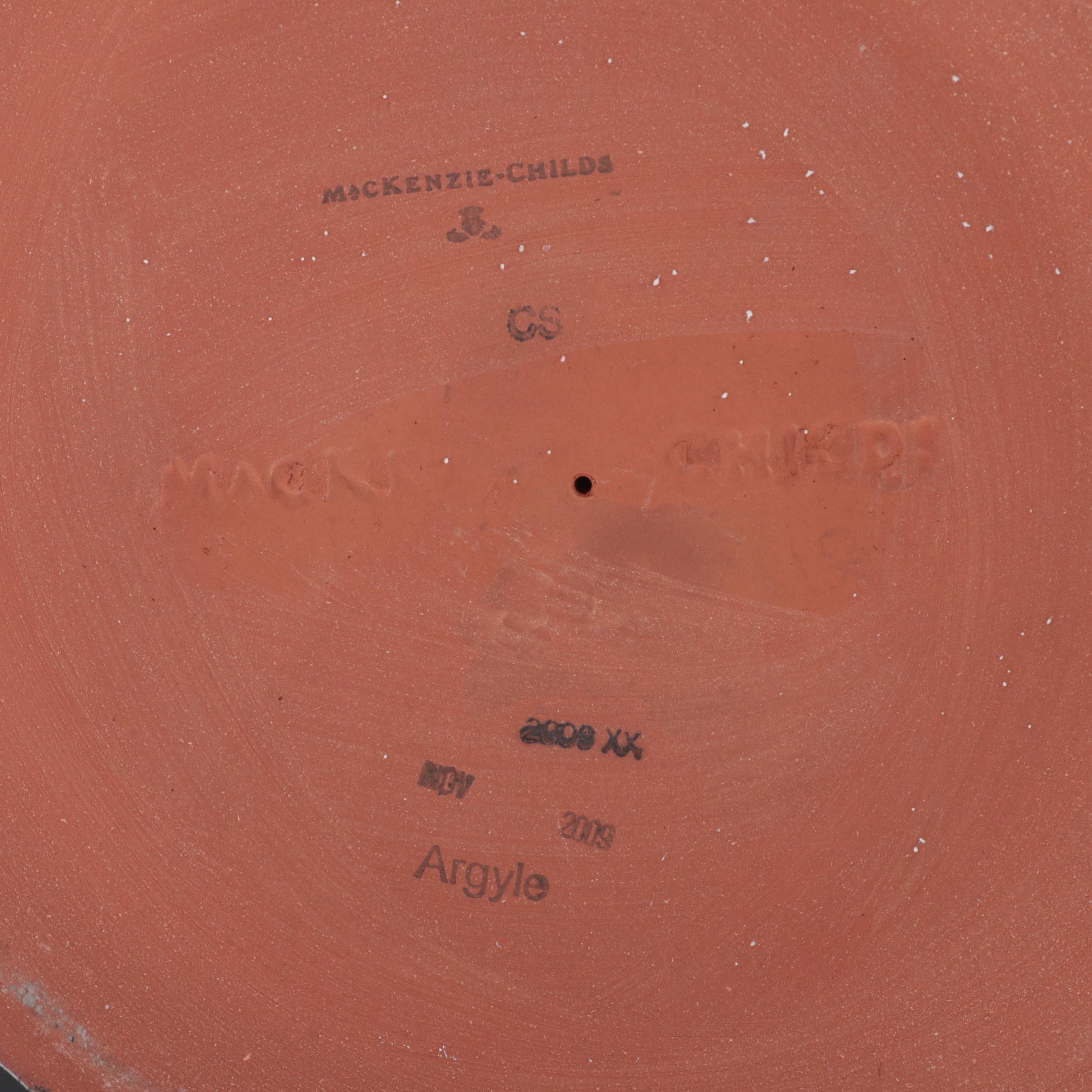 MacKenzie-Childs "Argyle" Hand-Painted Earthenware Urn Vase, 2009