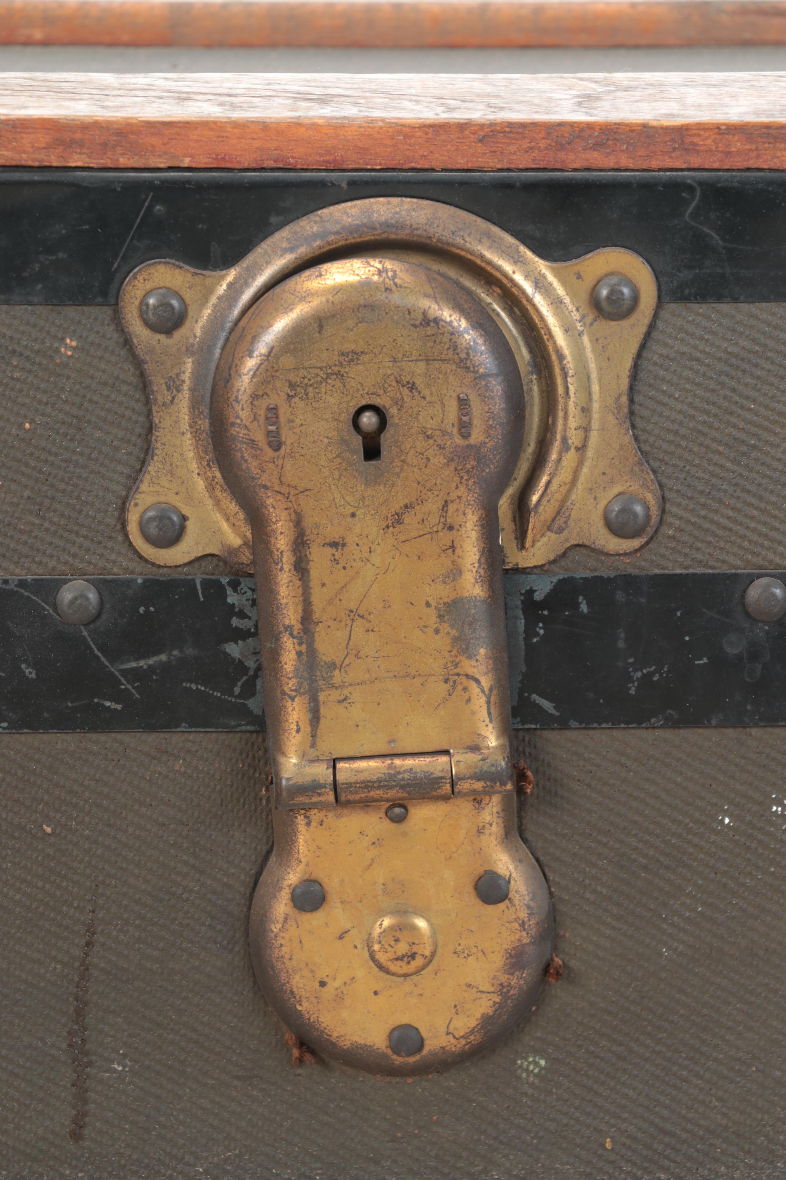 Late Victorian Metal-Mounted Flat-Top Steamer Trunk, Late 19th/ Early 20th C.