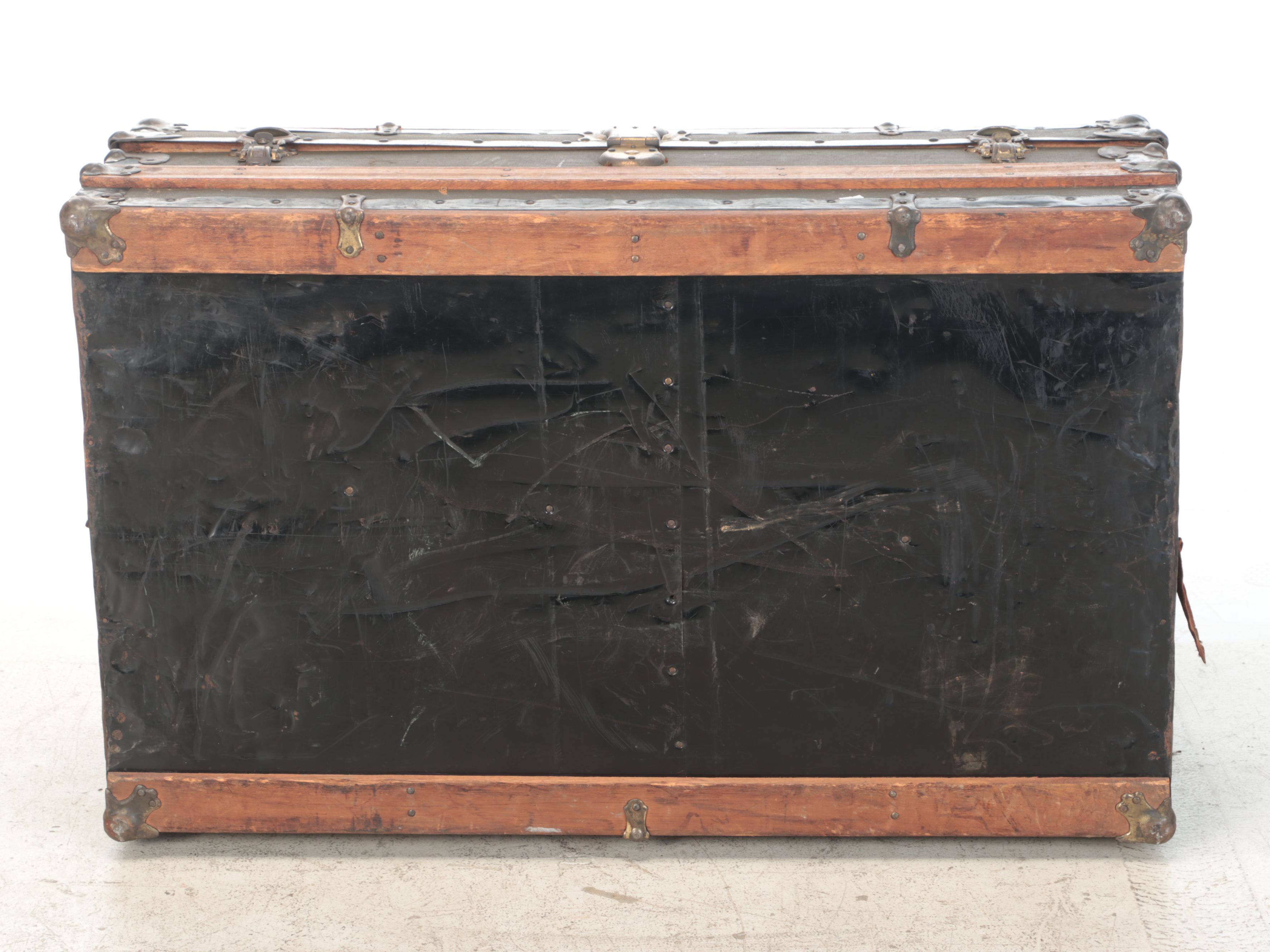 Late Victorian Metal-Mounted Flat-Top Steamer Trunk, Late 19th/ Early 20th C.