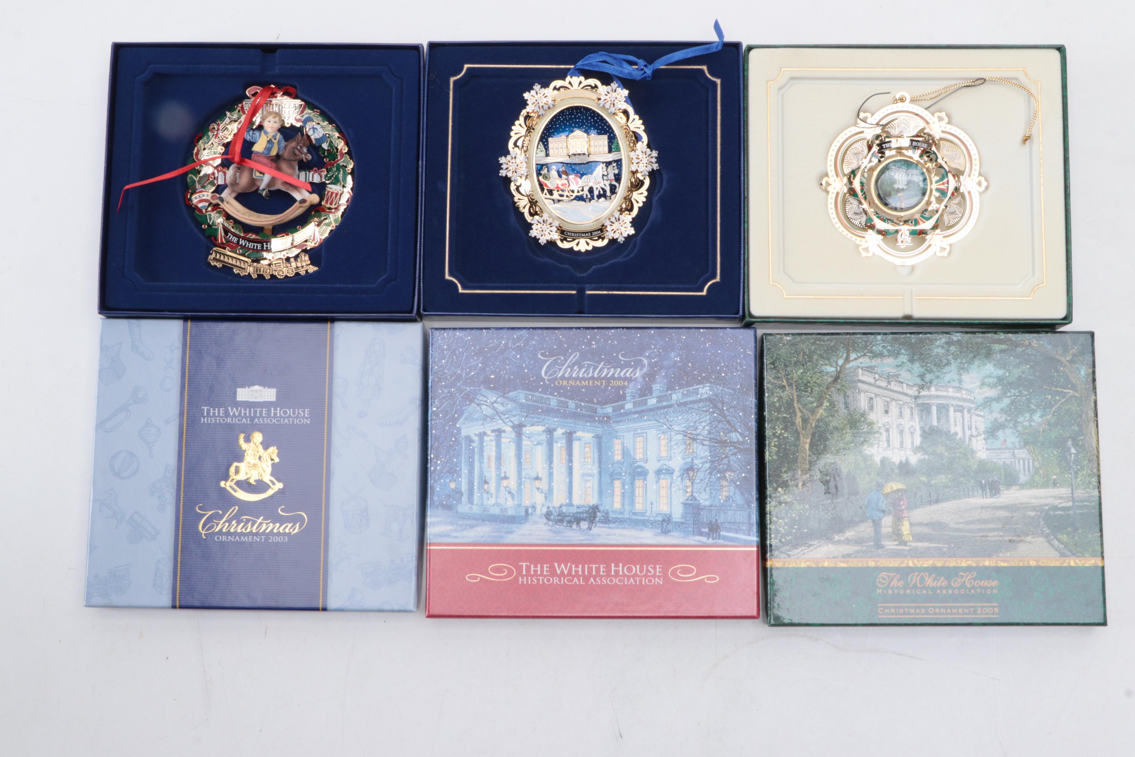 The White House Historical Association Christmas Ornaments with Wood Sculpture
