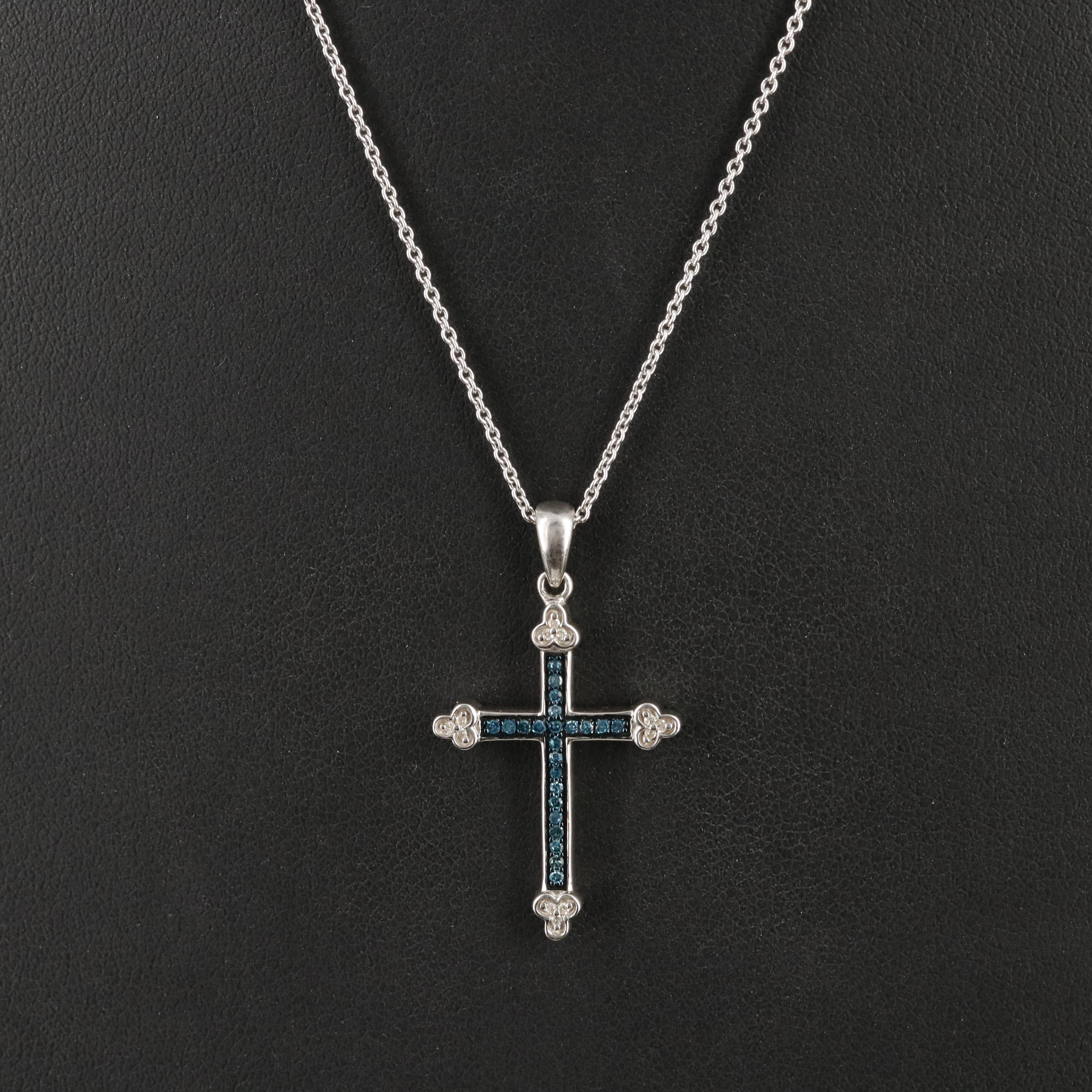 Sterling Diamond Apostles Cross Necklace