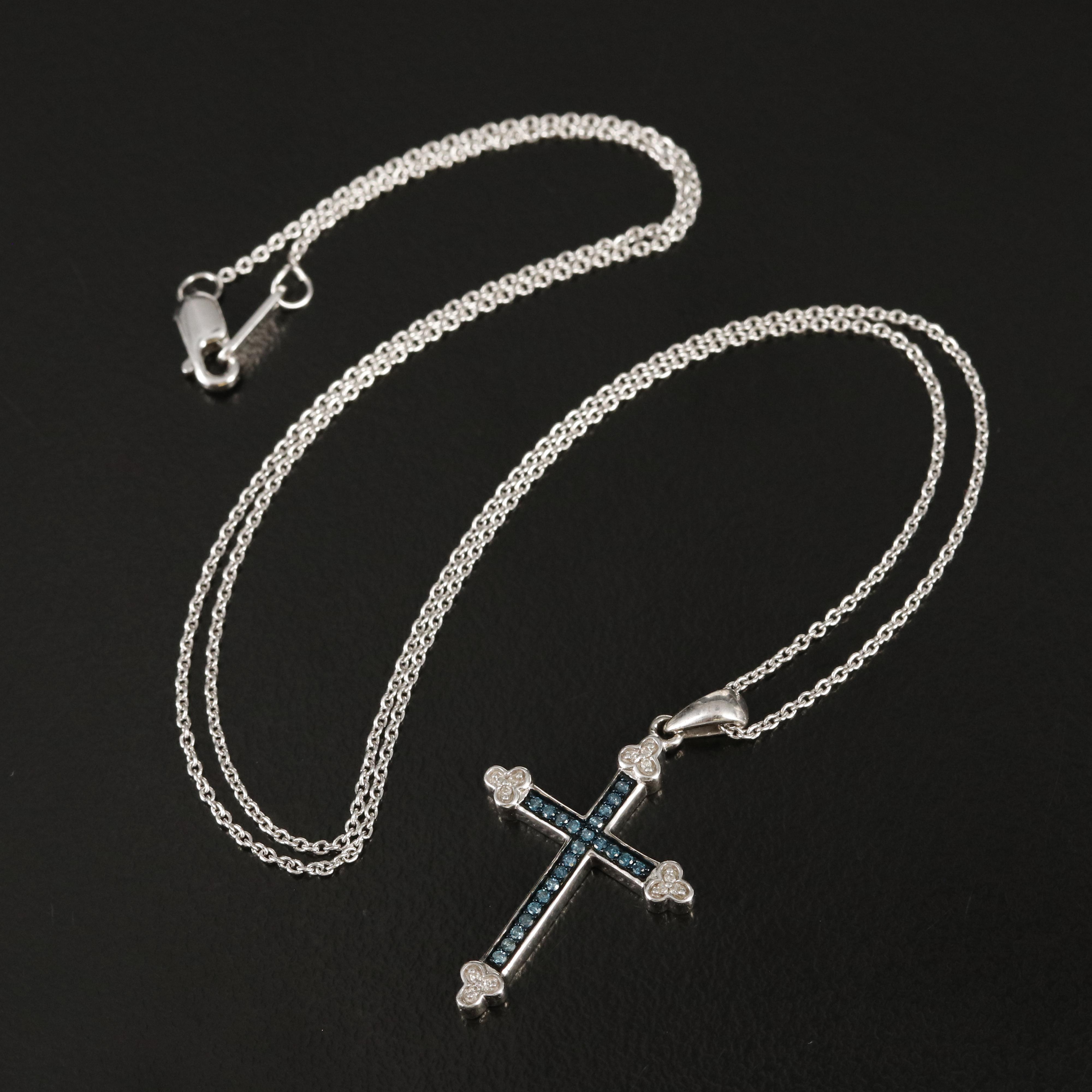 Sterling Diamond Apostles Cross Necklace