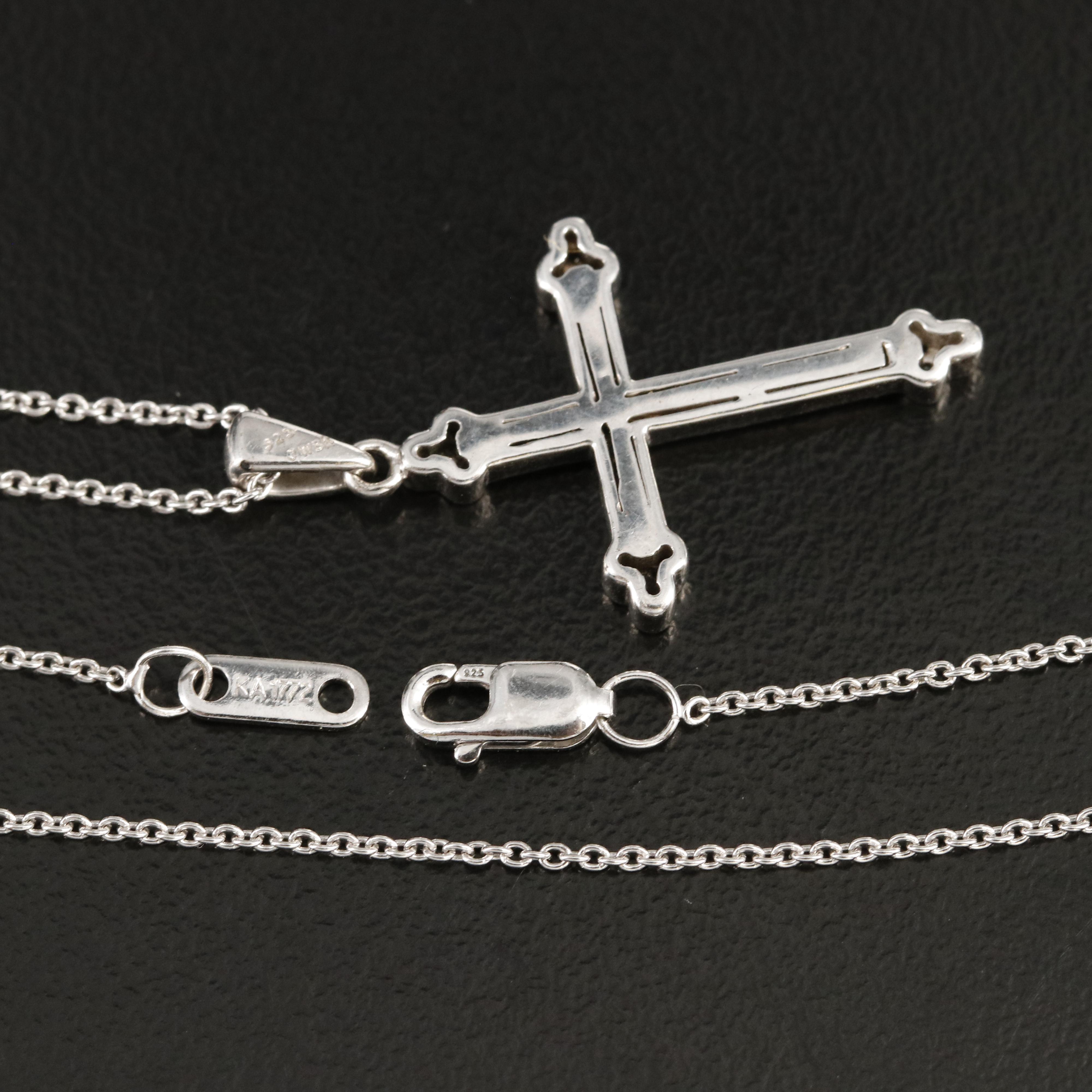 Sterling Diamond Apostles Cross Necklace