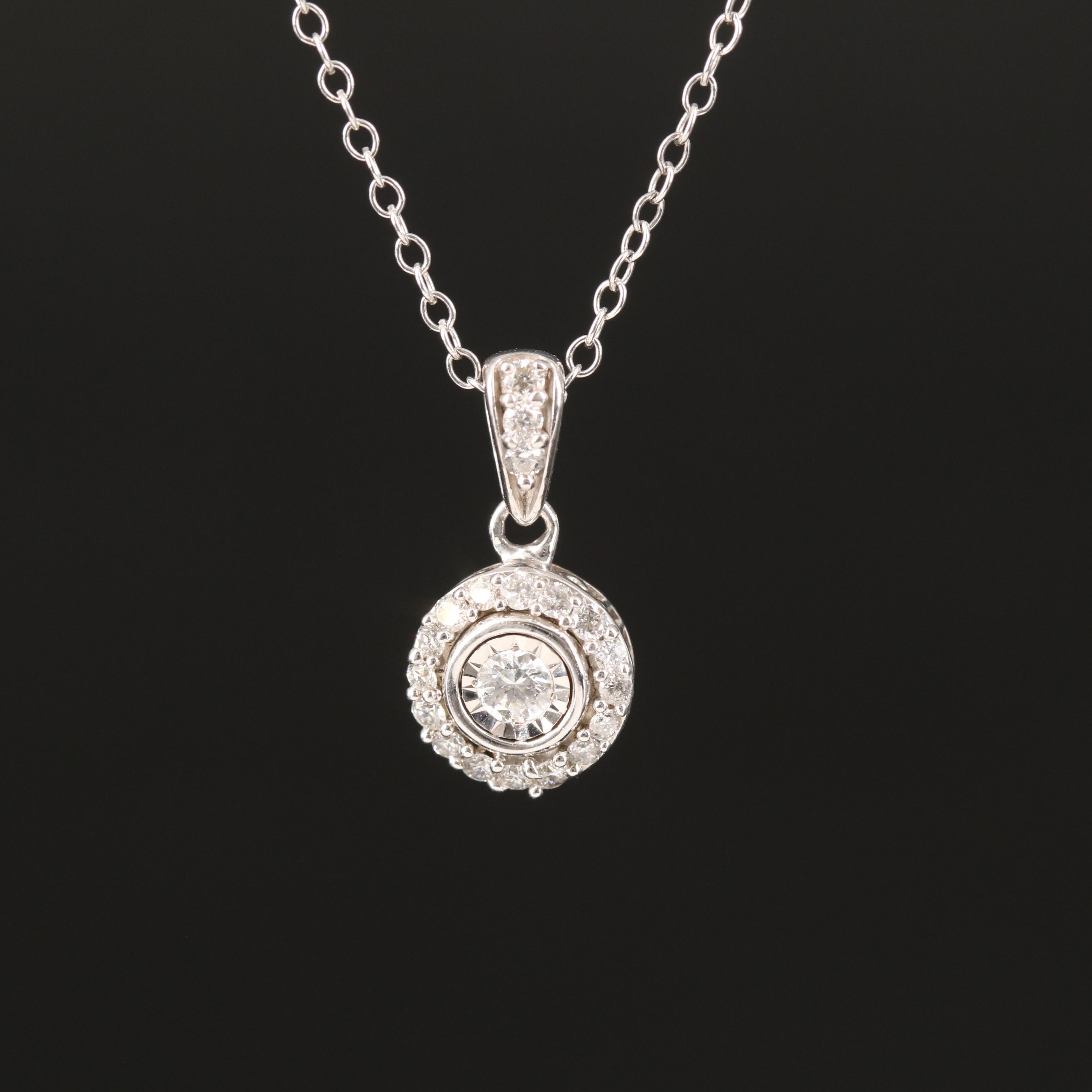Sterling Diamond Pendant Necklace