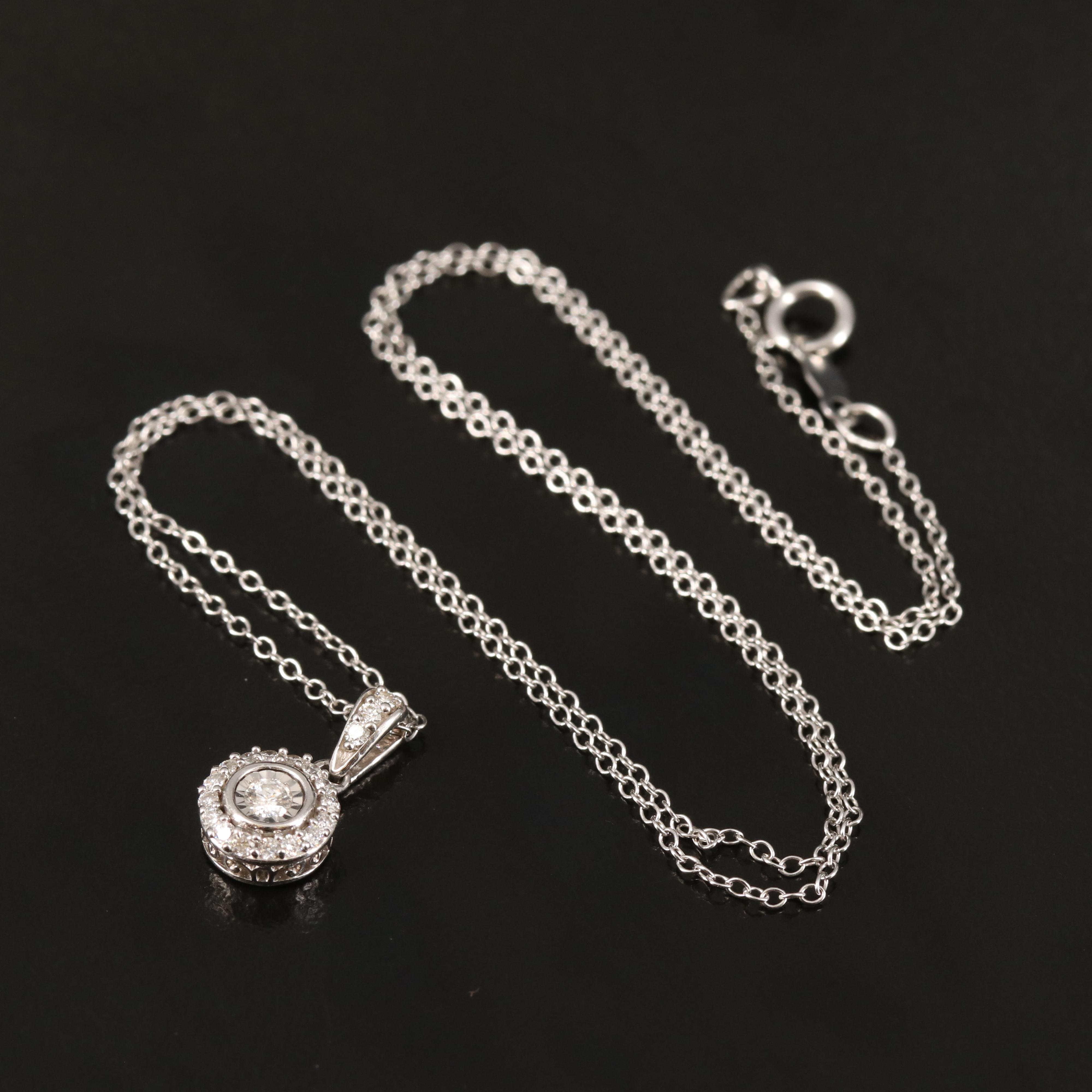 Sterling Diamond Pendant Necklace