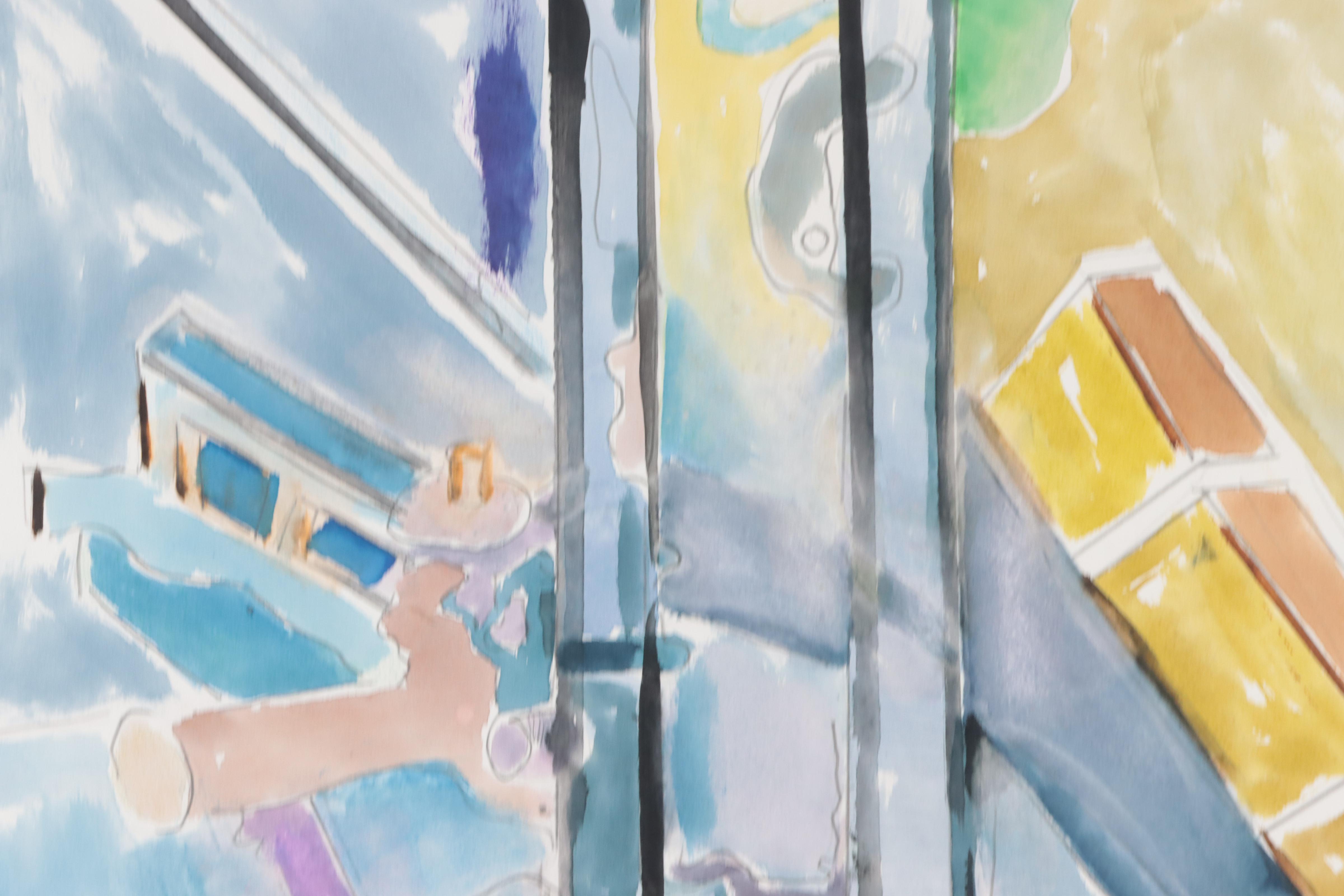 Philip the Transplant Watercolor Painting "Bottle Maker," Late 20th Century