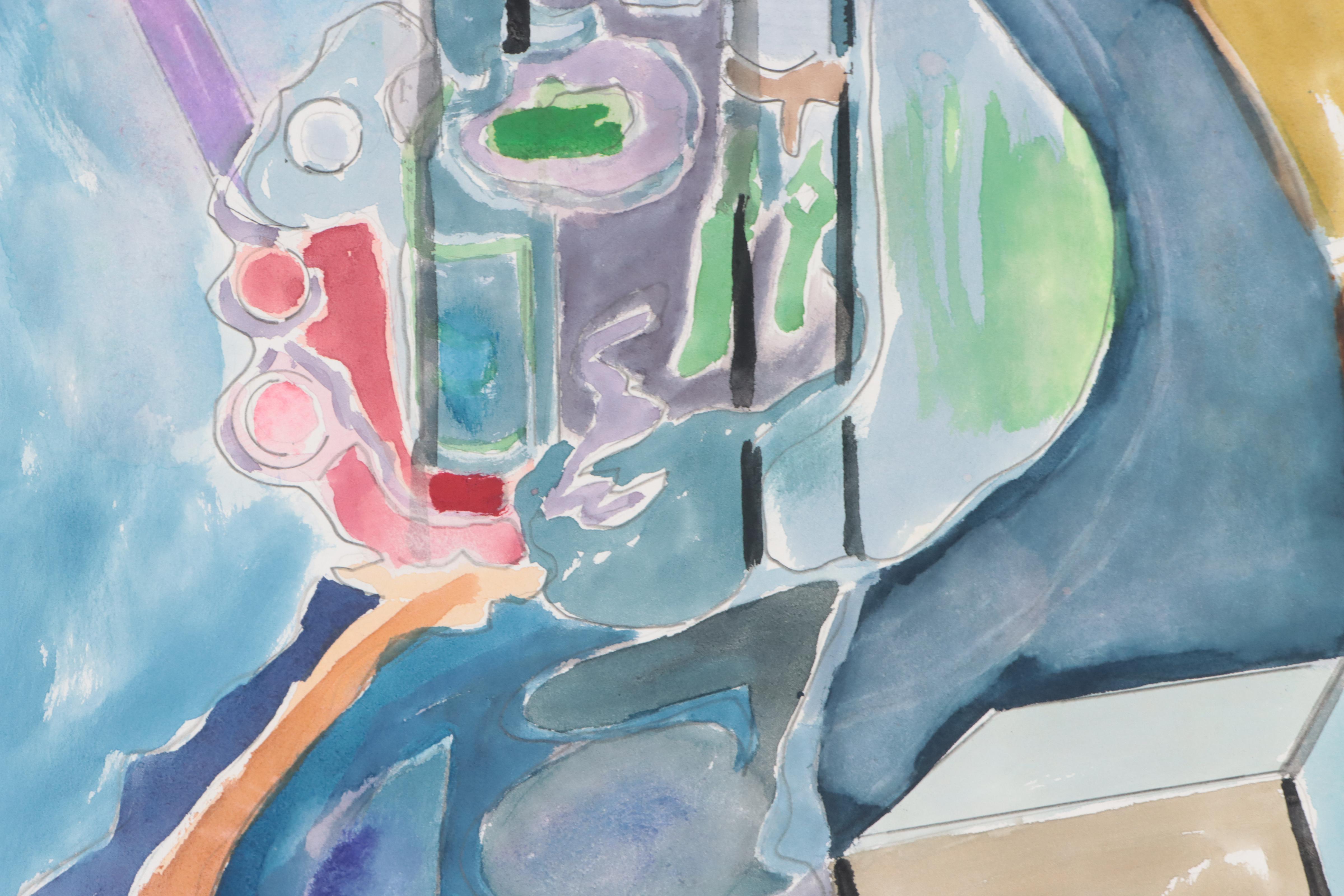 Philip the Transplant Watercolor Painting "Bottle Maker," Late 20th Century