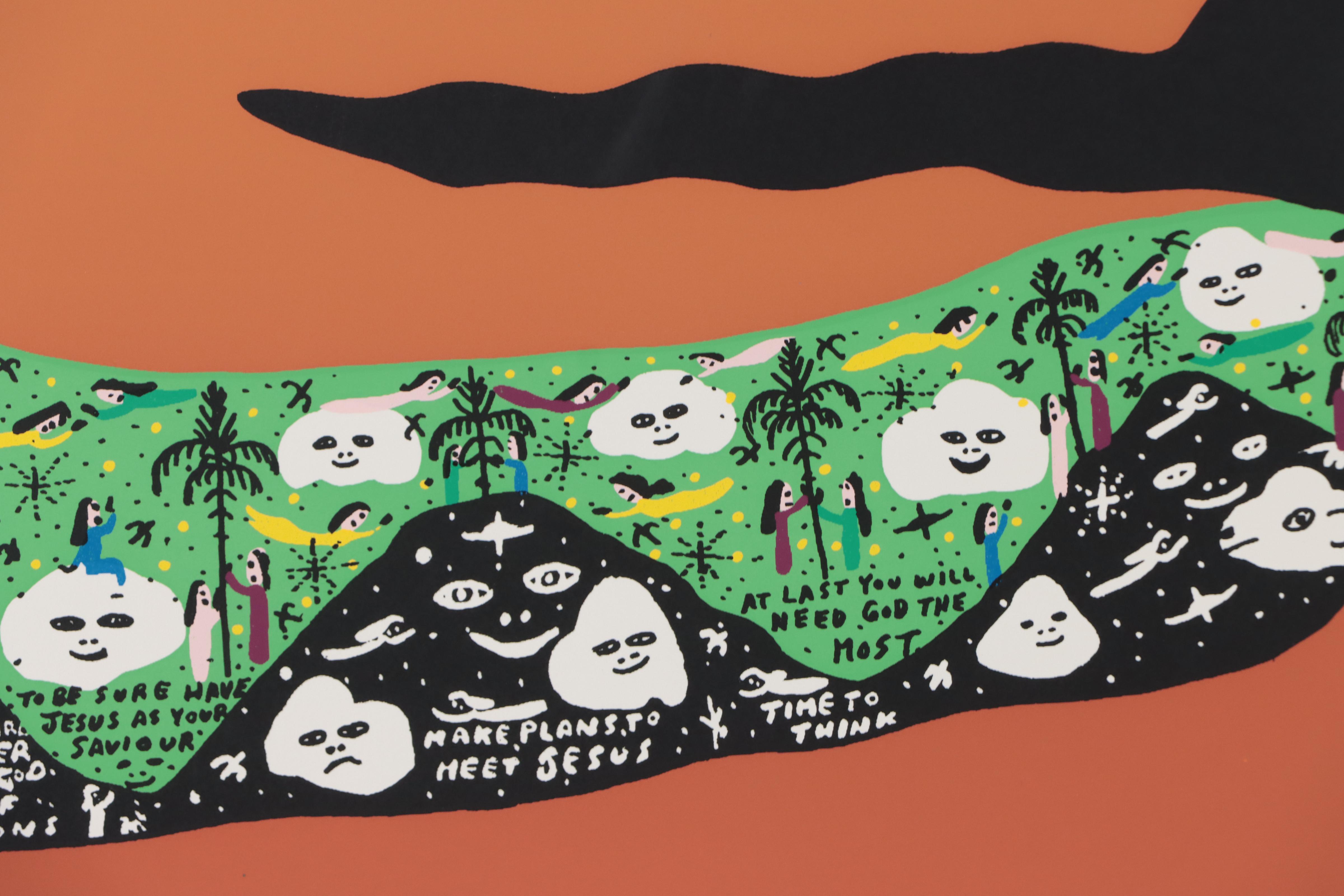 Howard Finster Serigraph "At the Sound of His Trumpet," Late 20th Century