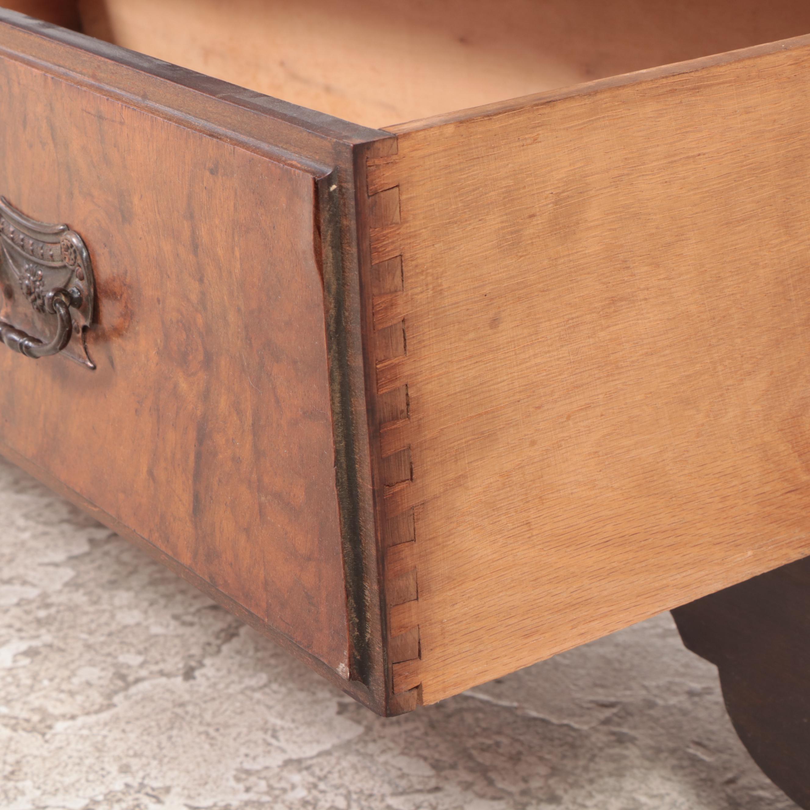 Art Nouveau Carved and Burl Walnut Wardrobe, Early 20th Century