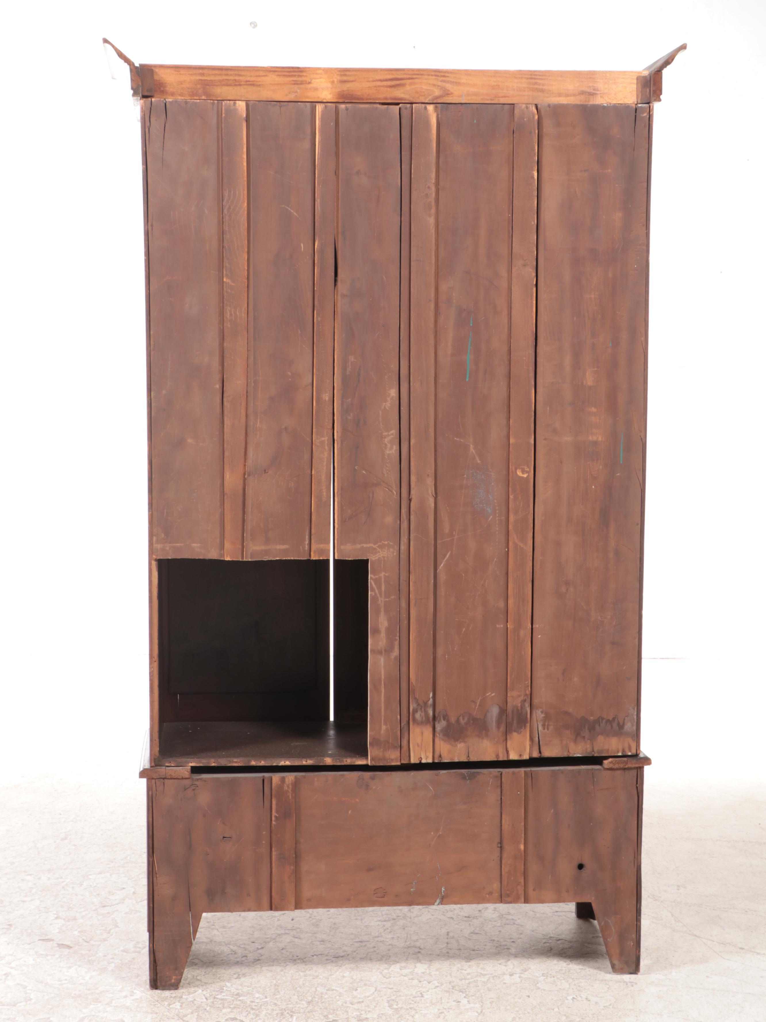 Art Nouveau Carved and Burl Walnut Wardrobe, Early 20th Century