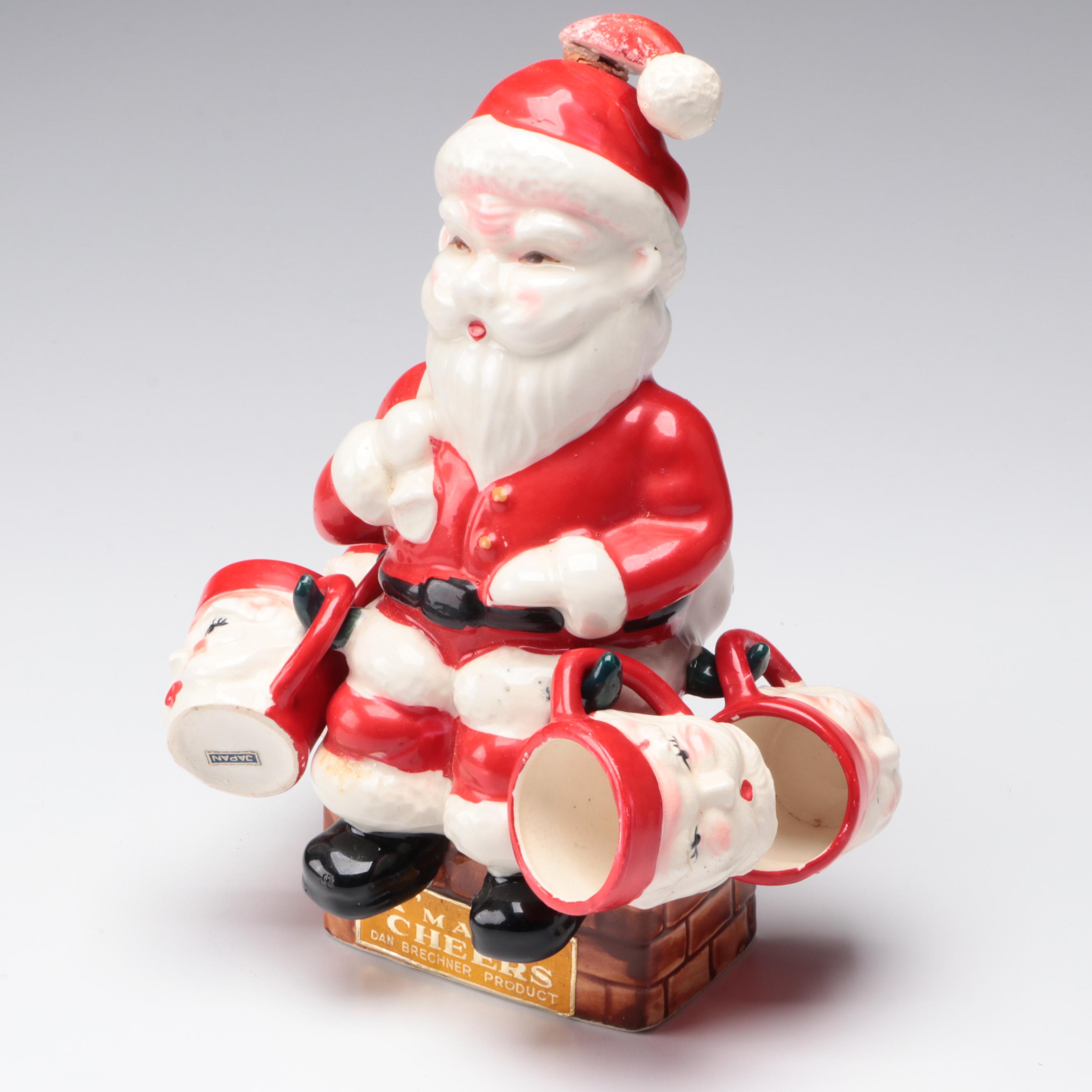 Dan Brechner Ceramic Figural Decanter Set with Other Christmas Décor