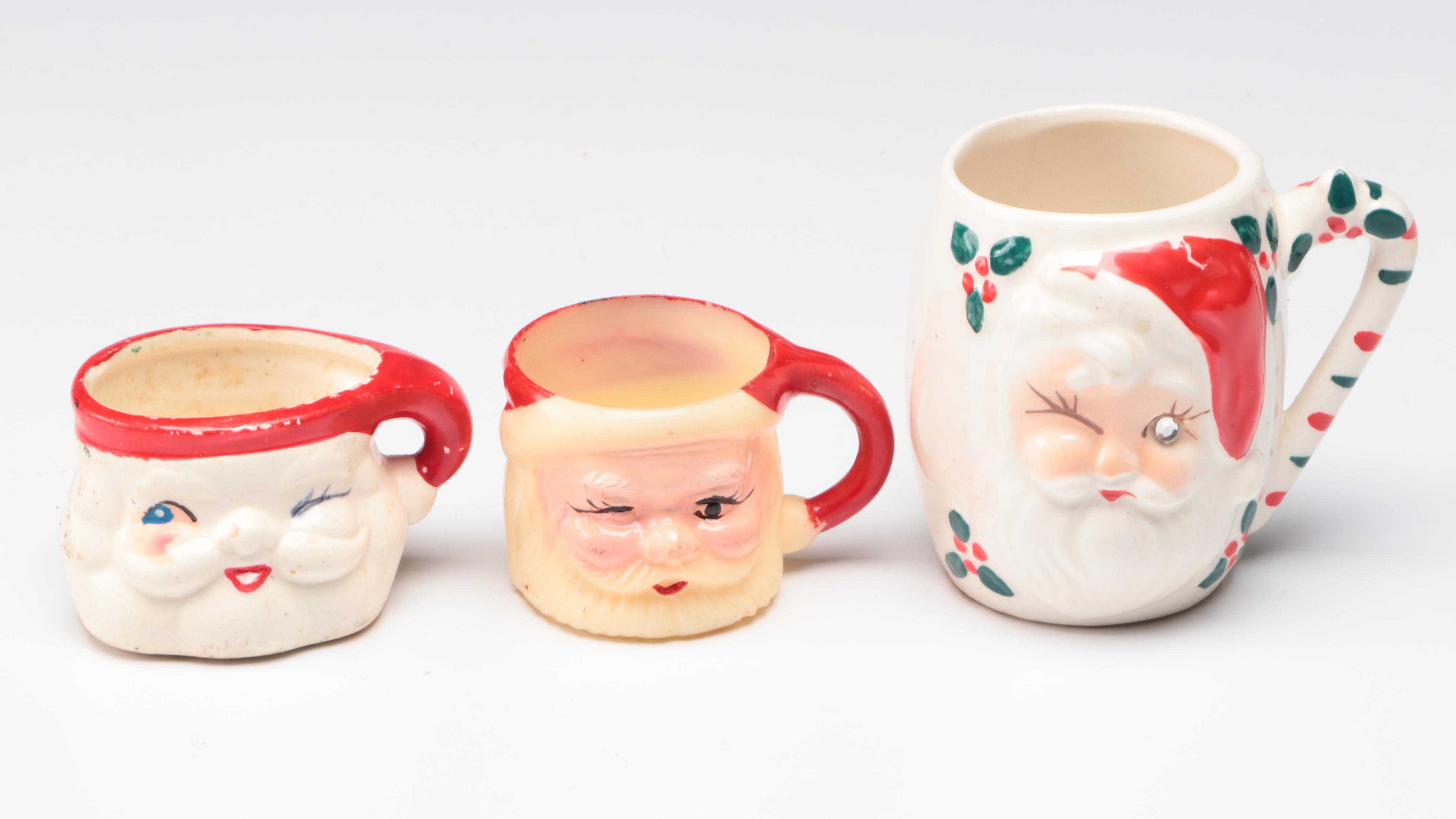 Dan Brechner Ceramic Figural Decanter Set with Other Christmas Décor