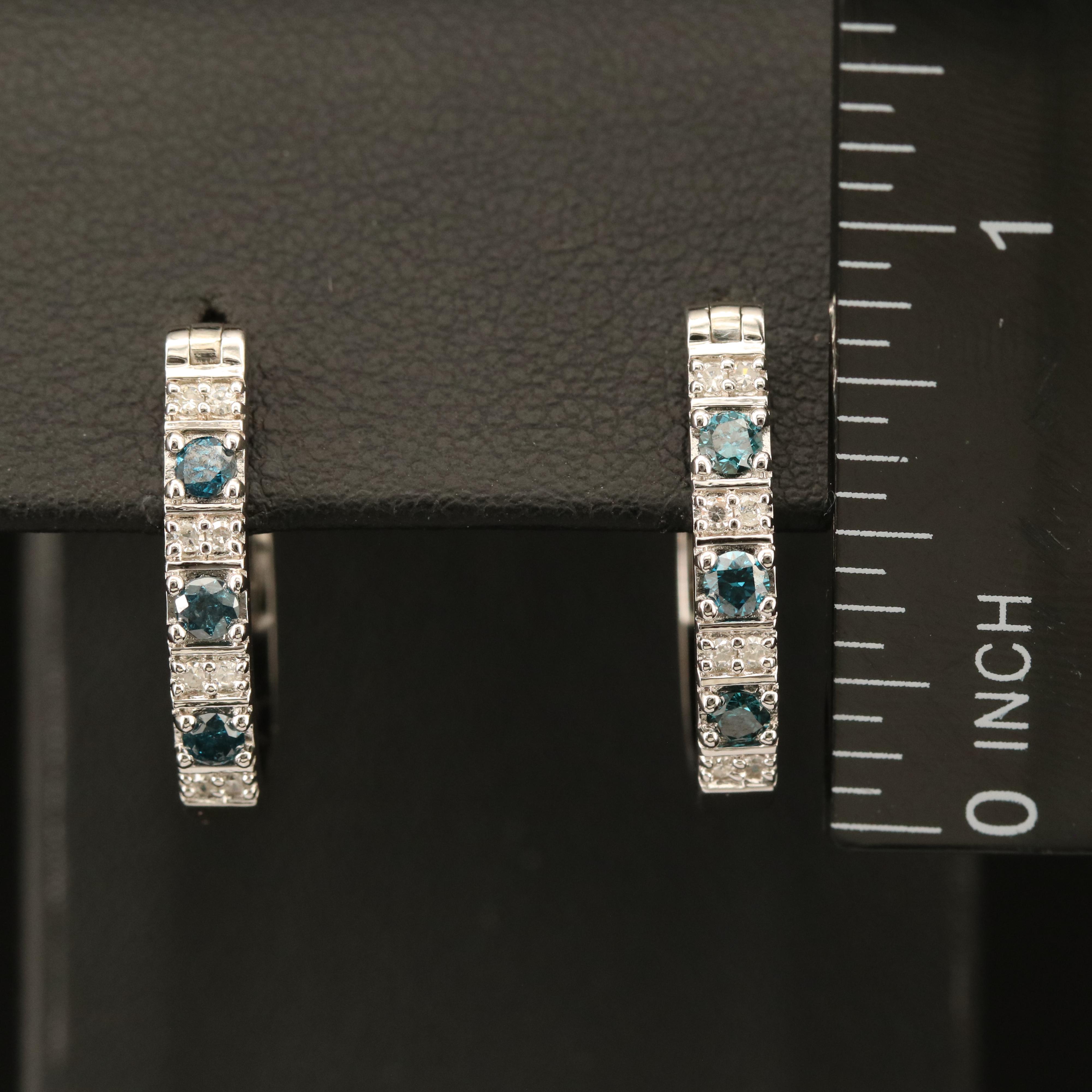 Sterling Diamond Hoop Earrings