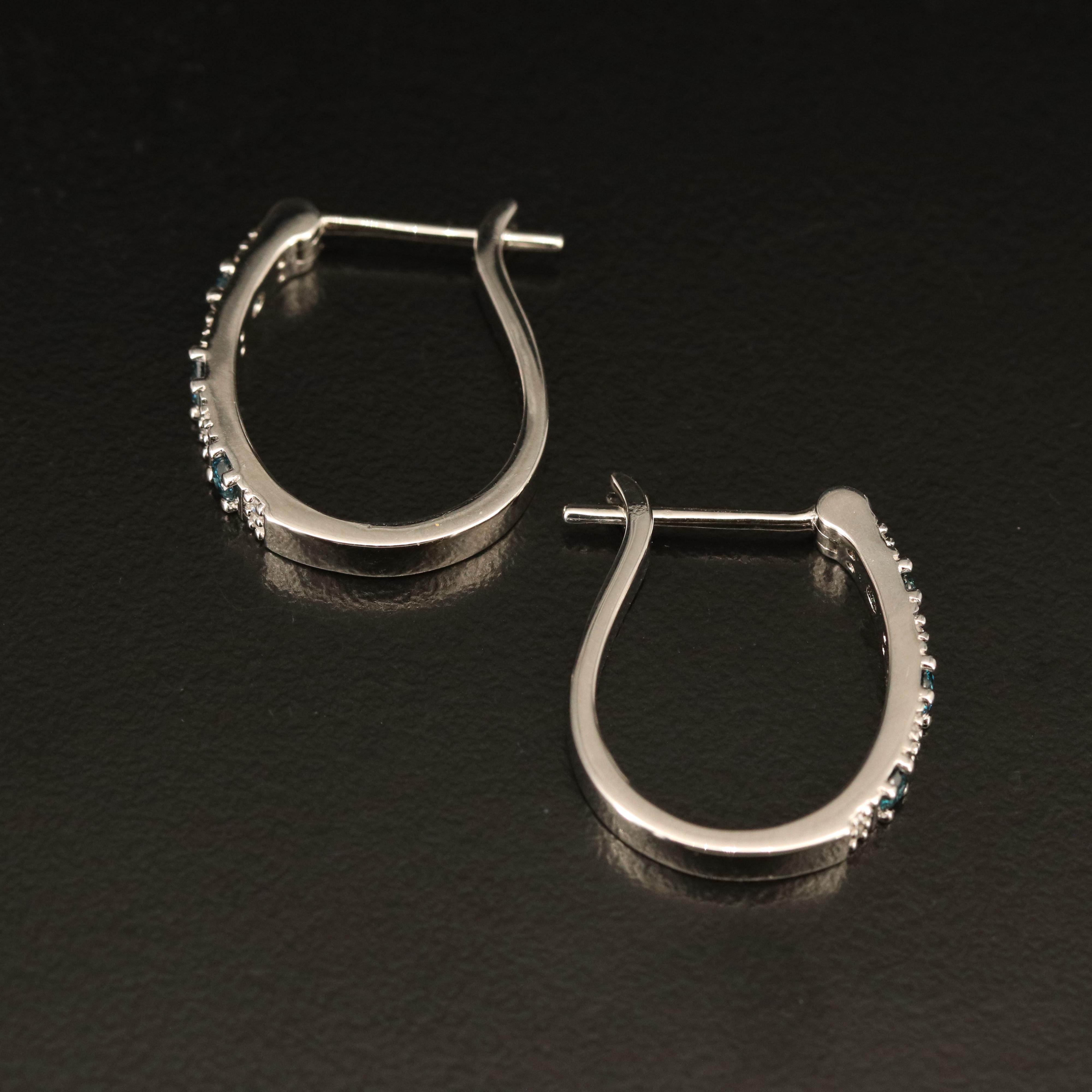 Sterling Diamond Hoop Earrings