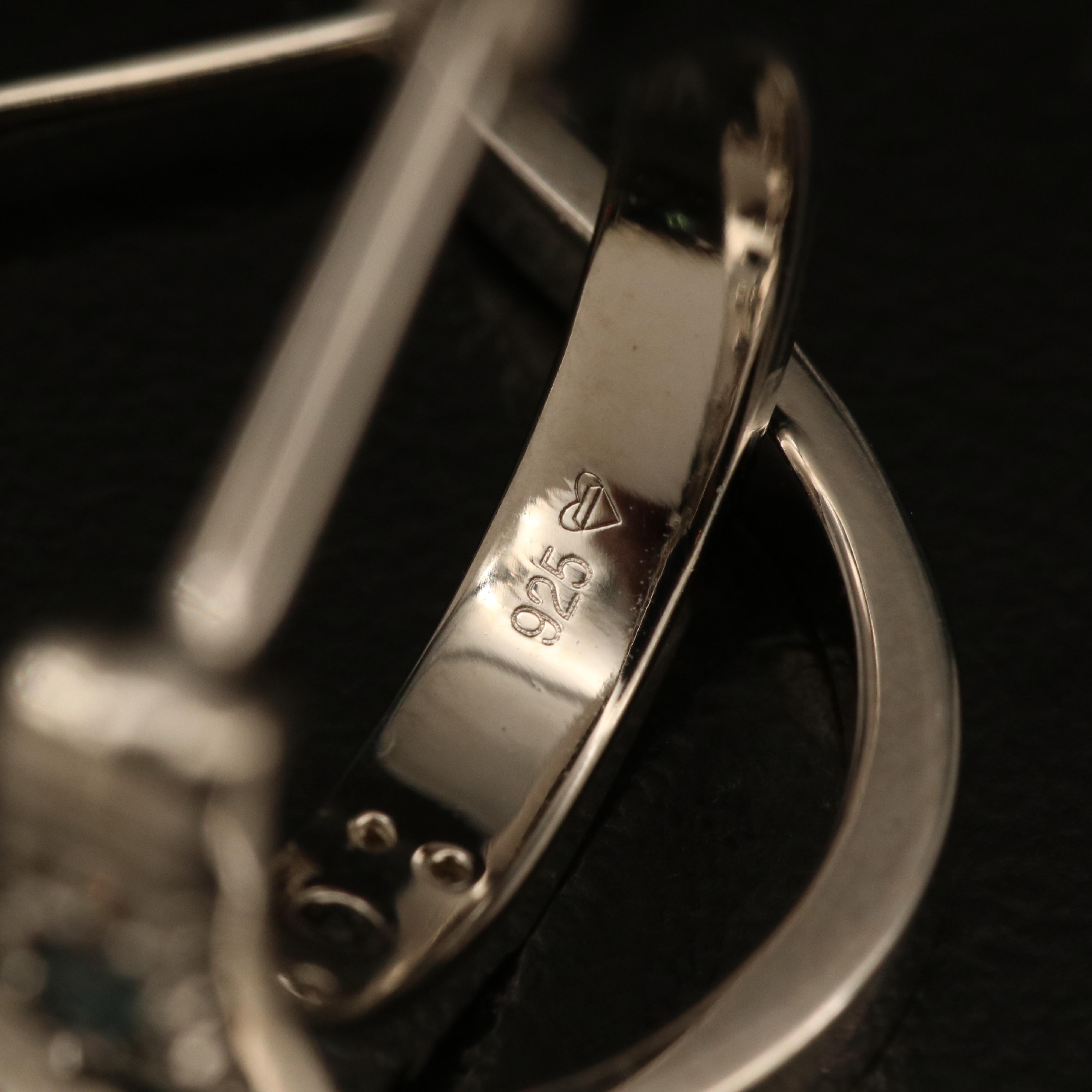 Sterling Diamond Hoop Earrings