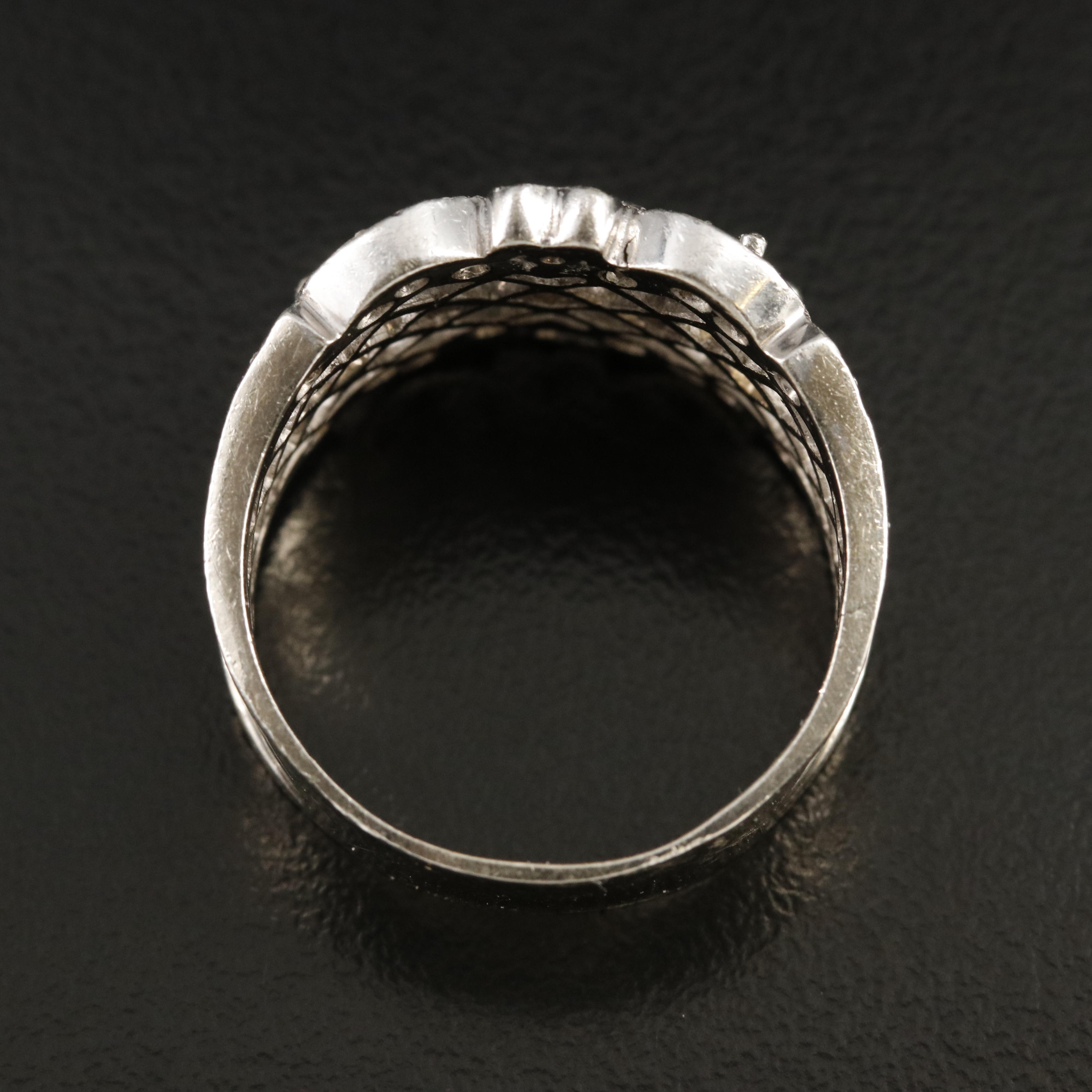 Vintage 14K 0.92 CTW Diamond Lattice and Heart Ring