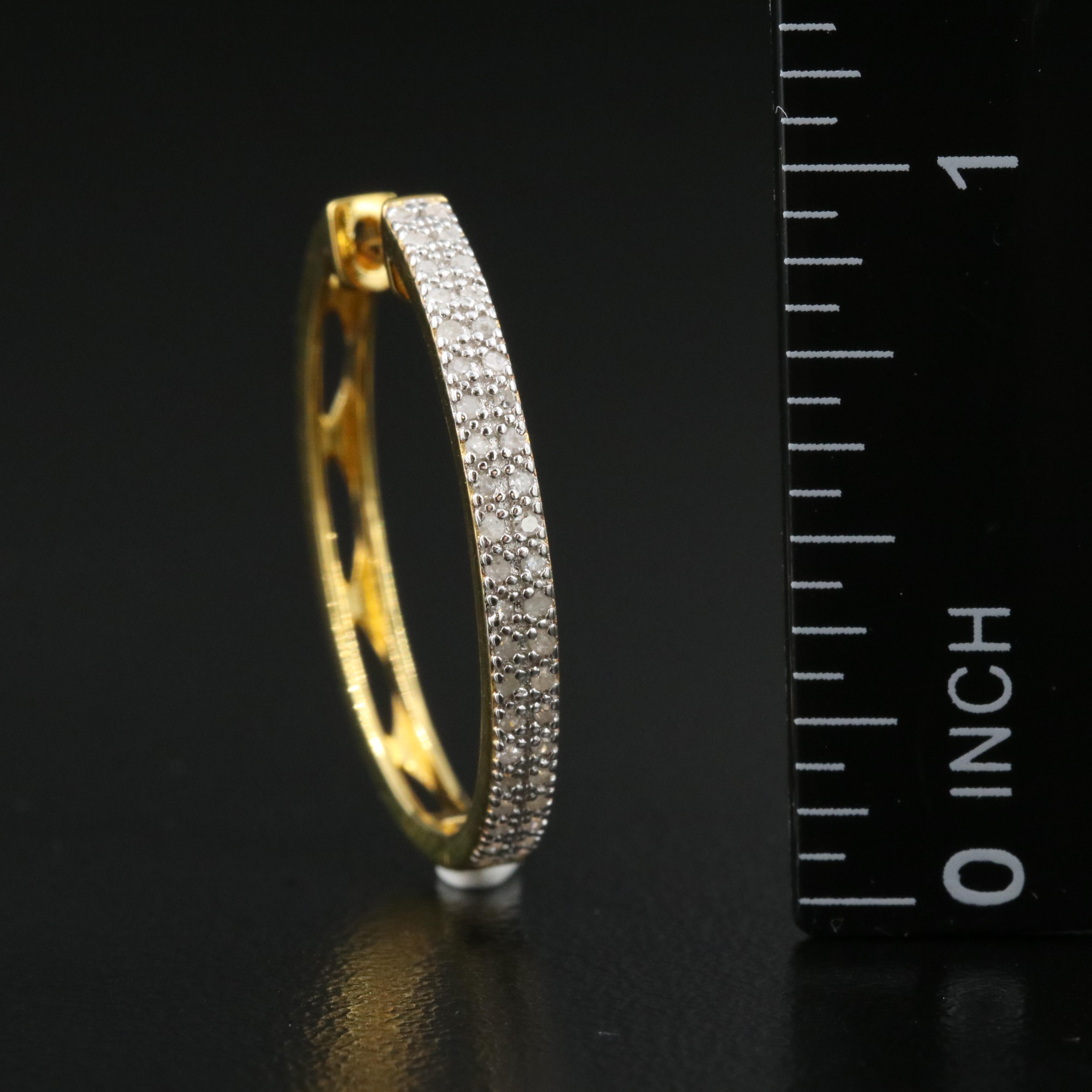 Sterling Diamond Hoop Earrings