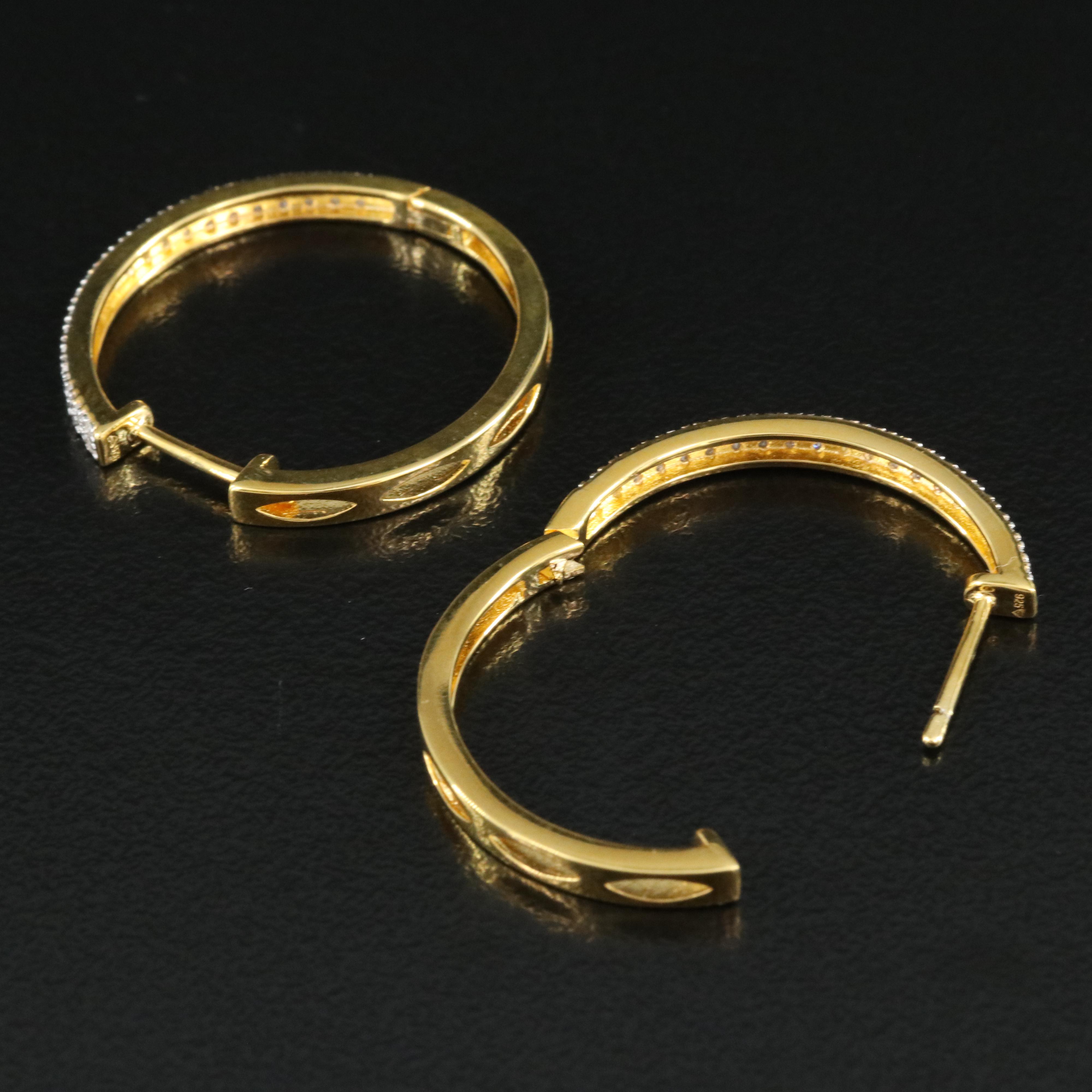 Sterling Diamond Hoop Earrings