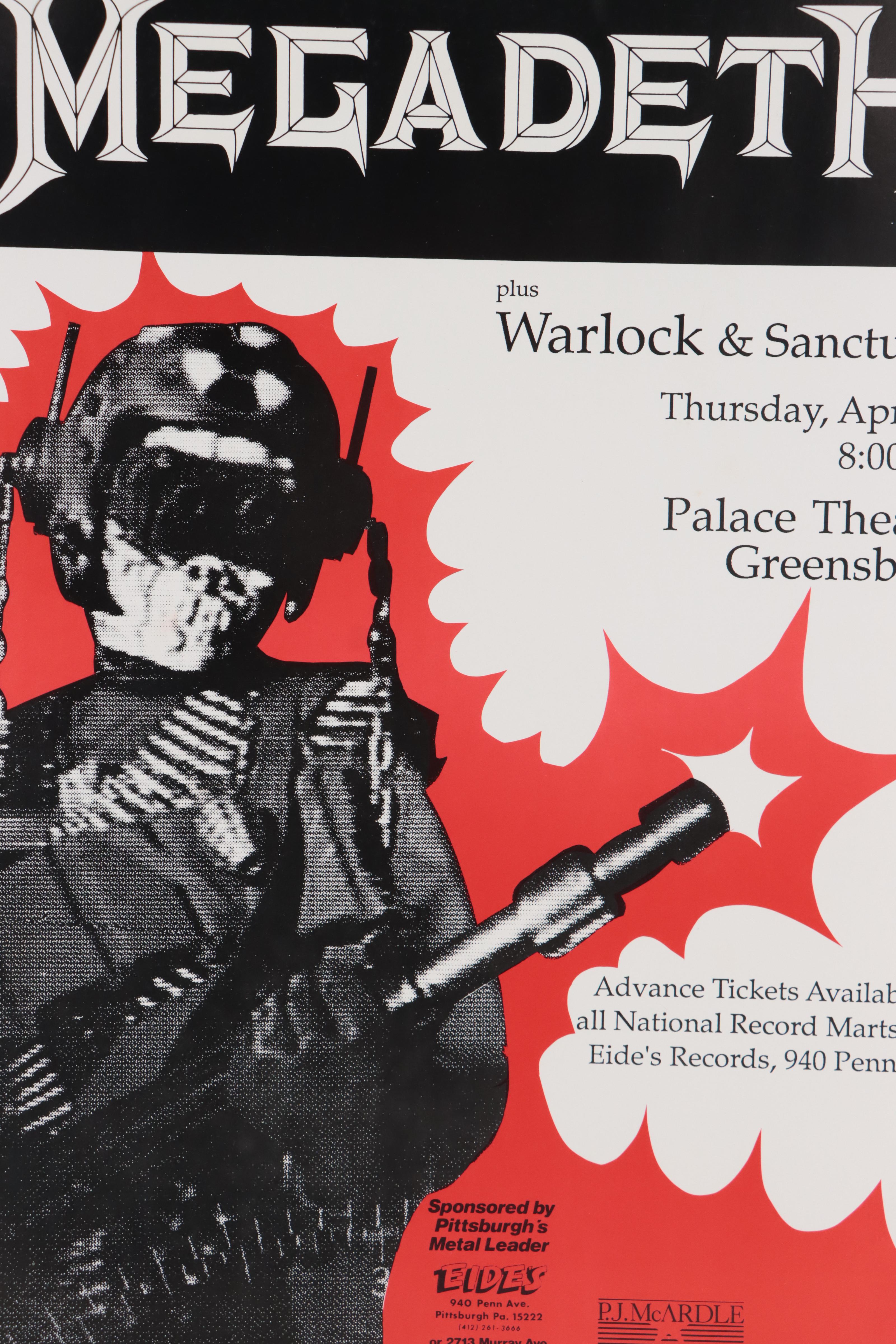 1988 Megadeth Pittsburgh Concert Poster